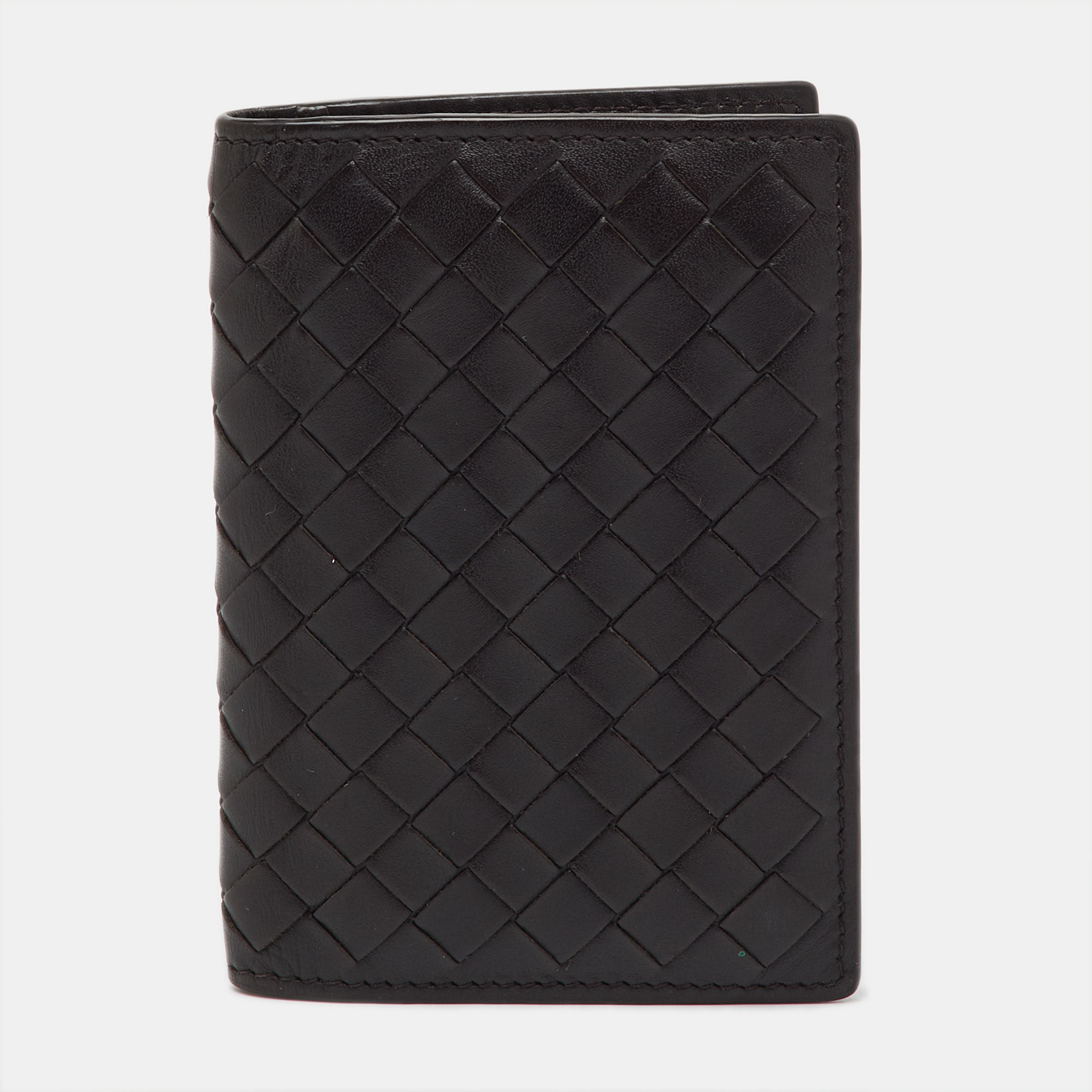 

Bottega Veneta Dark Brown Intrecciato Leather Bifold Wallet