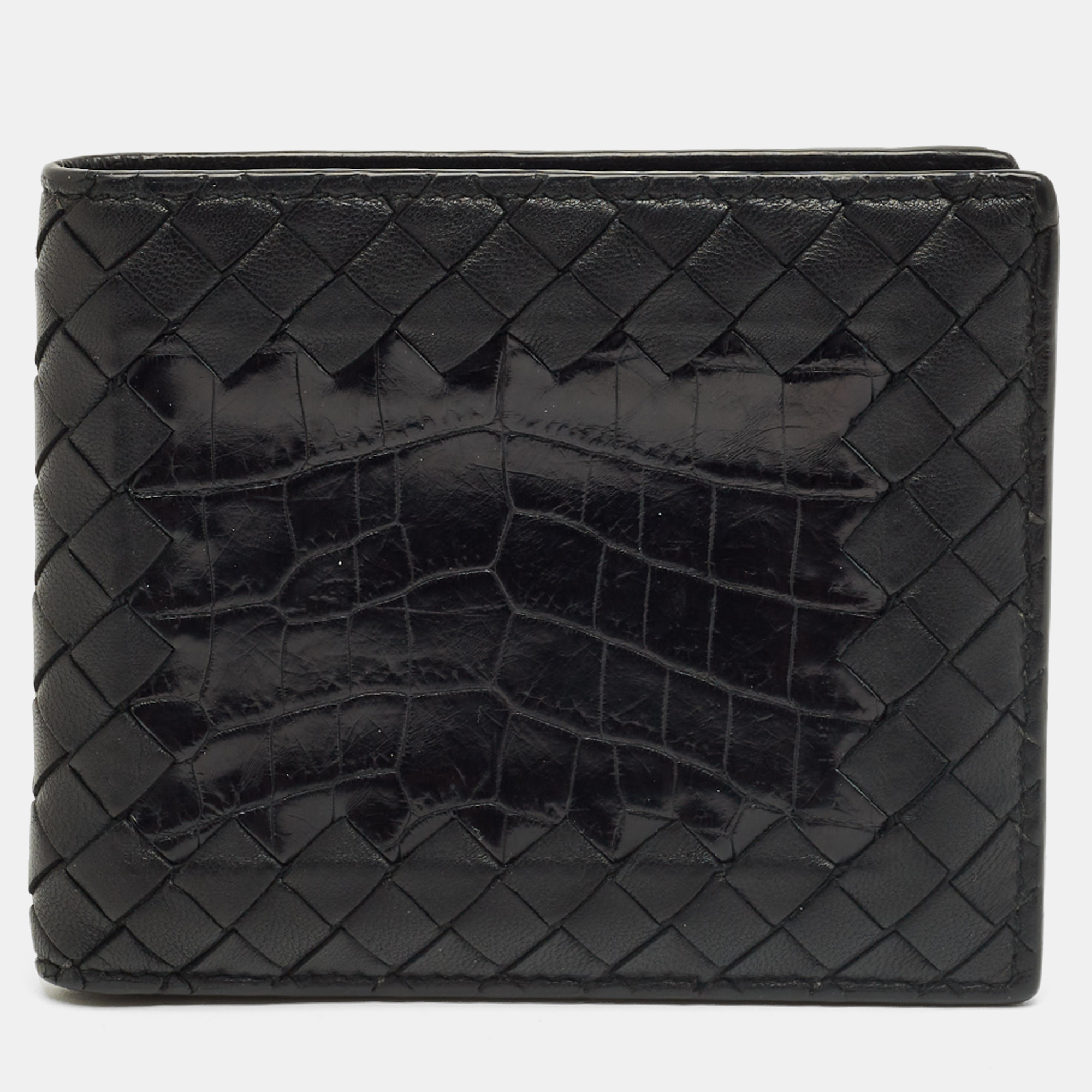 

Bottega Veneta Black Intrecciato Leather Bifold Wallet