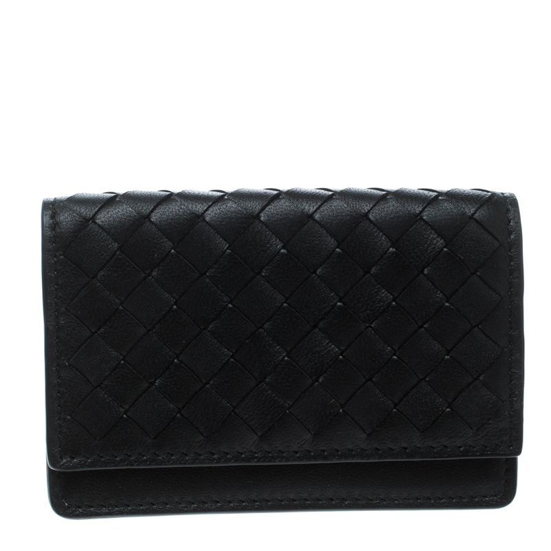 Bottega Veneta Black Intrecciato Leather Card Case