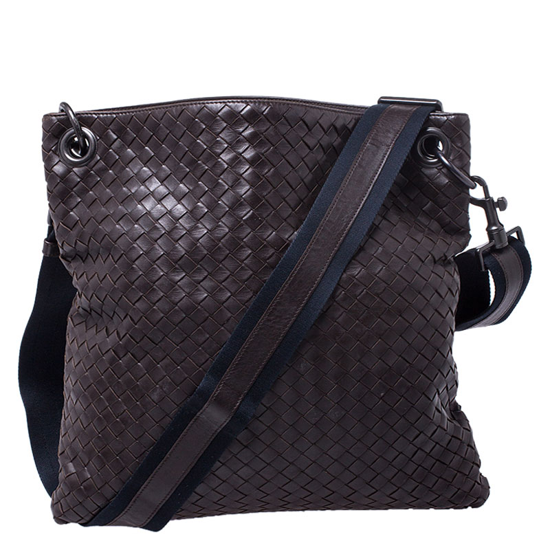 Bottega Veneta Dark Brown Intrecciato Nappa Leather Messenger Bag Bottega Veneta Tlc