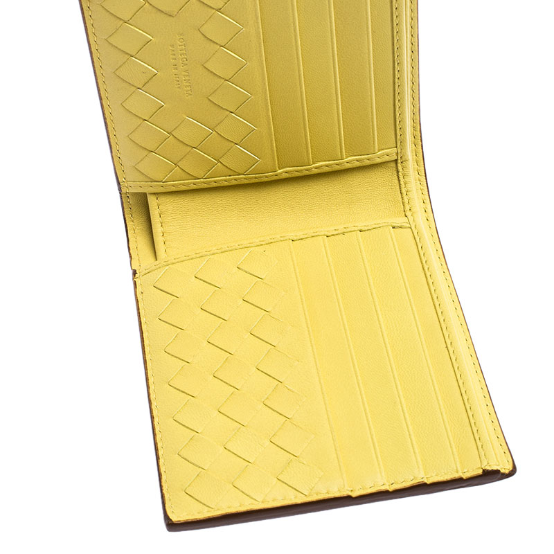 

Bottega Veneta Brown/Yellow Leather Bifold Wallet