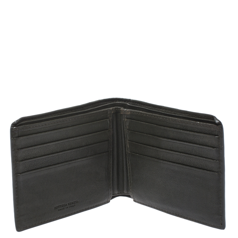 

Bottega Veneta Green/Grey Intrecciato Leather Bifold Wallet