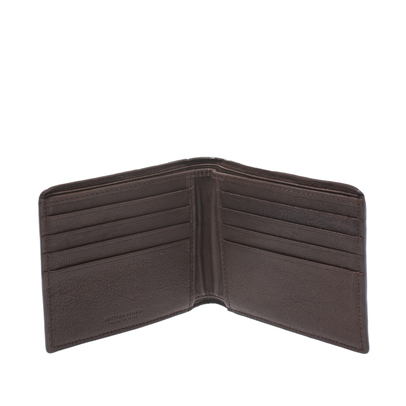 

Bottega Veneta Tricolor Intrecciato Leather Bifold Wallet, Brown