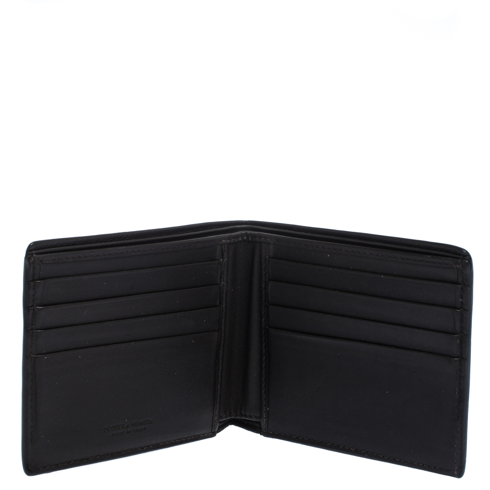 

Bottega Veneta Dark Brown Intrecciato Leather Bifold Wallet