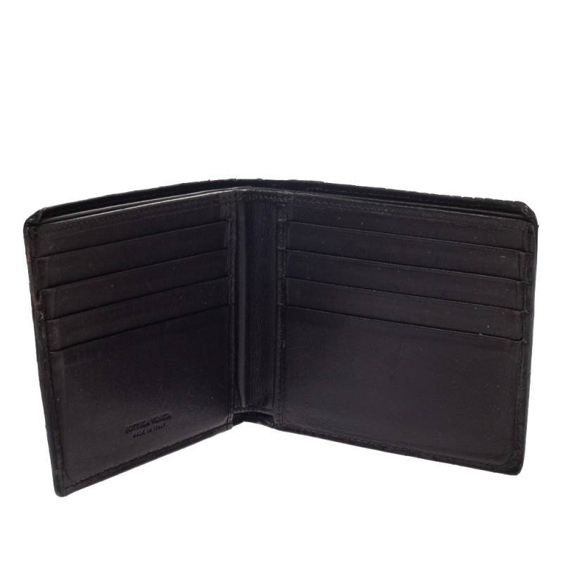 

Bottega Veneta Dark Brown Intrecciato Leather Bifold Wallet