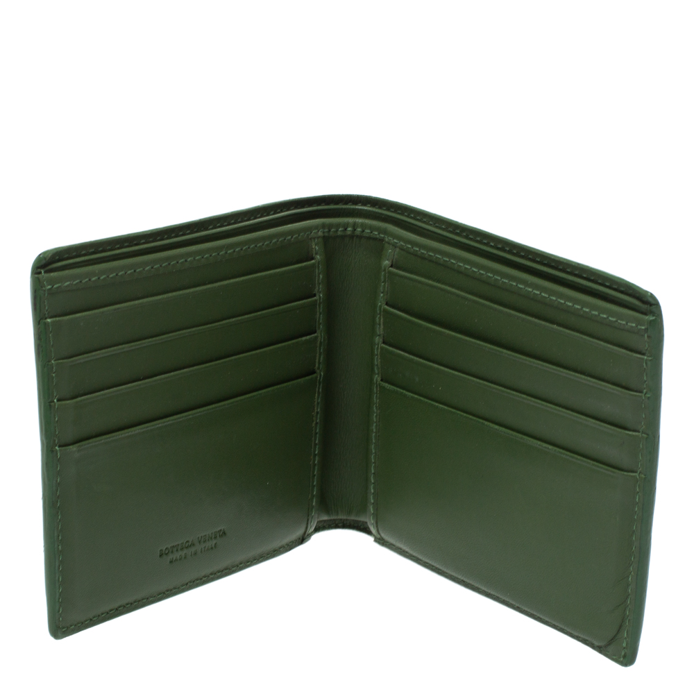 

Bottega Veneta Green Intrecciato Leather Bifold Wallet