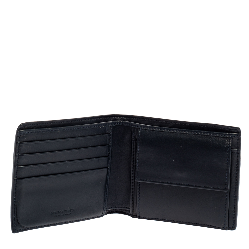 

Bottega Veneta Dark Blue Intrecciato Leather Bifold Wallet