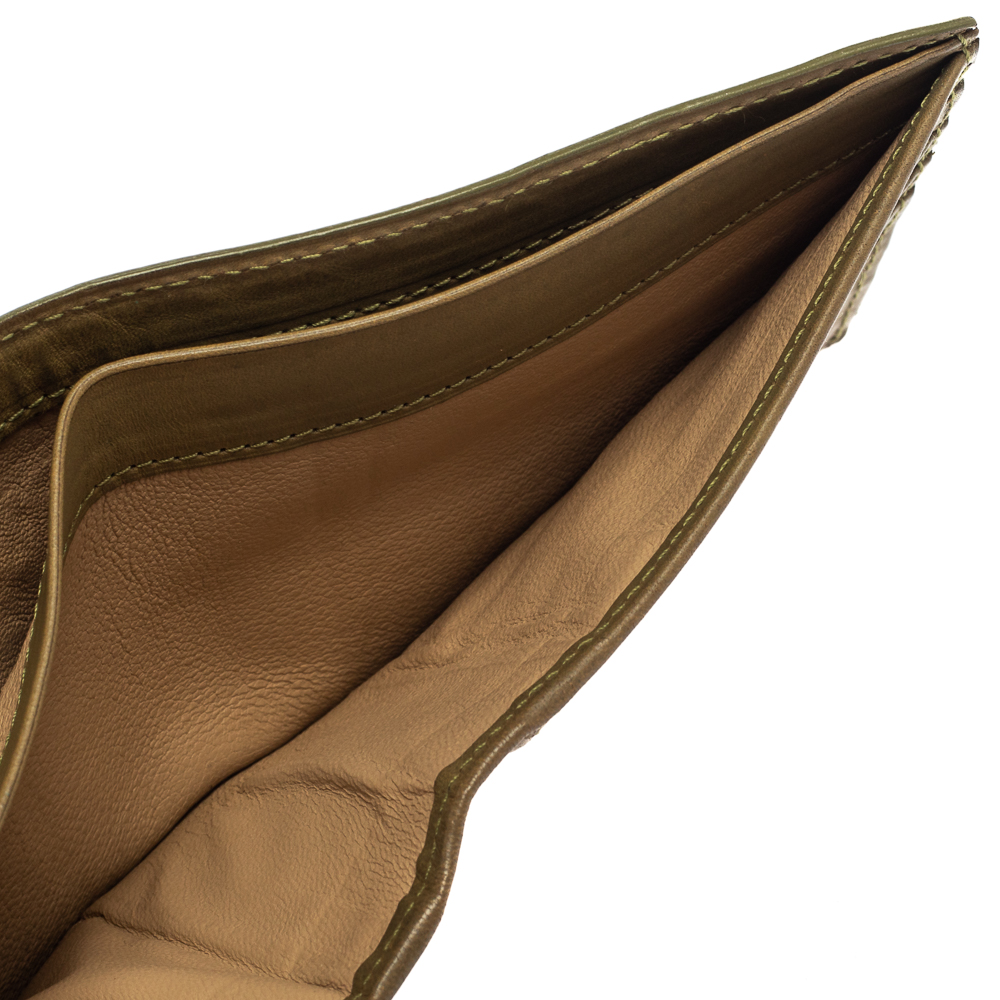 

Bottega Veneta Khaki Green Intrecciato Leather Bi-Fold Wallet