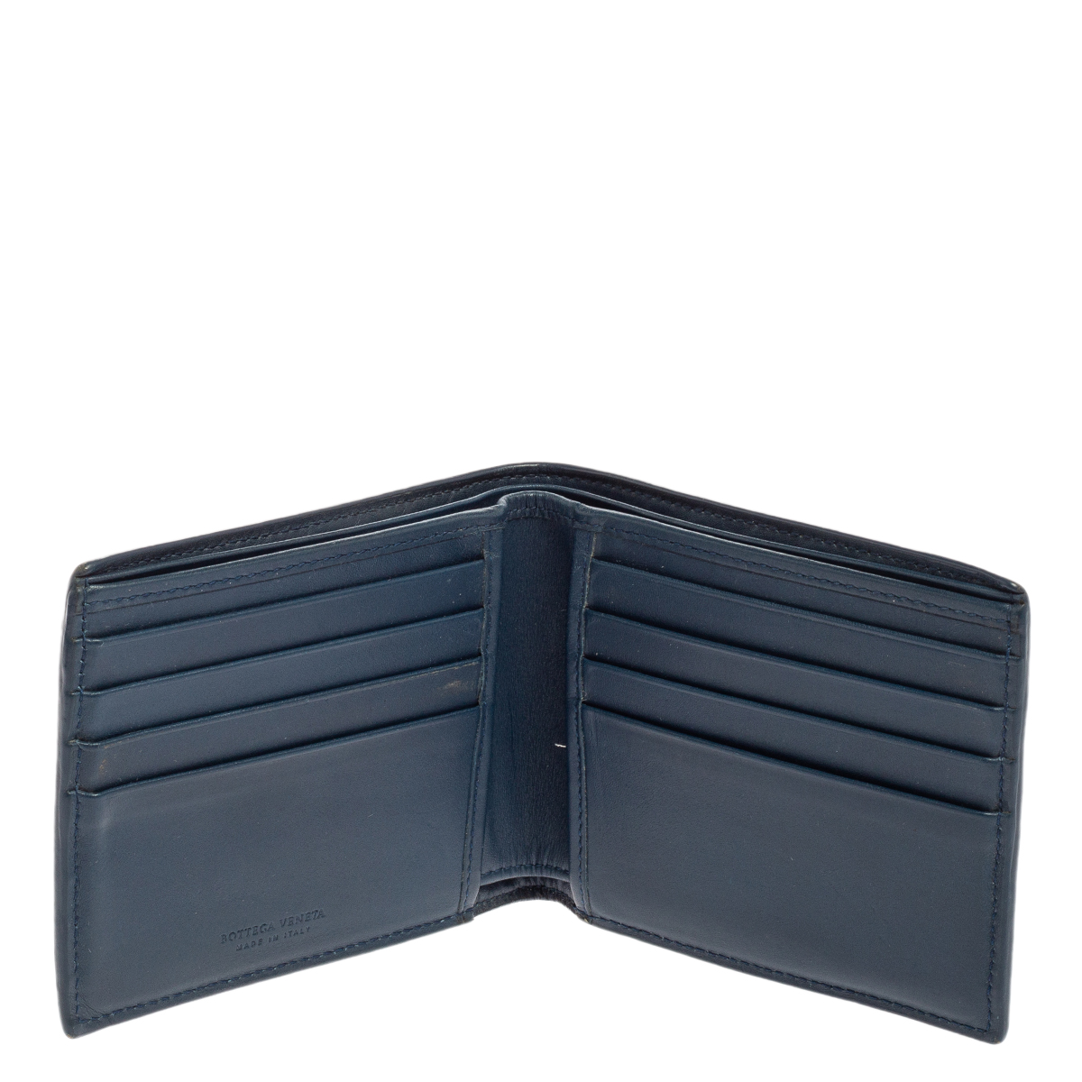 

Bottega Veneta Blue Intrecciato Leather Bifold Compact Wallet