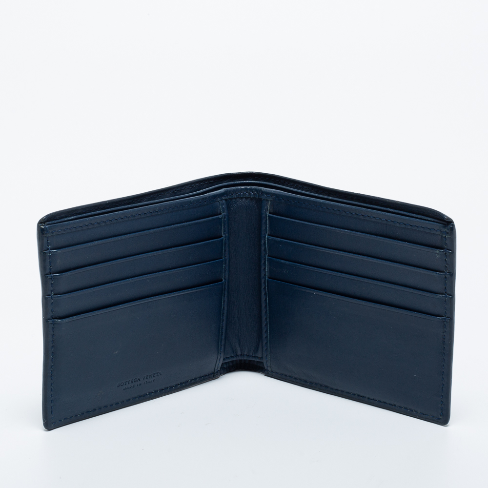 

Bottega Veneta Blue Intrecciato Leather Bifold Wallet