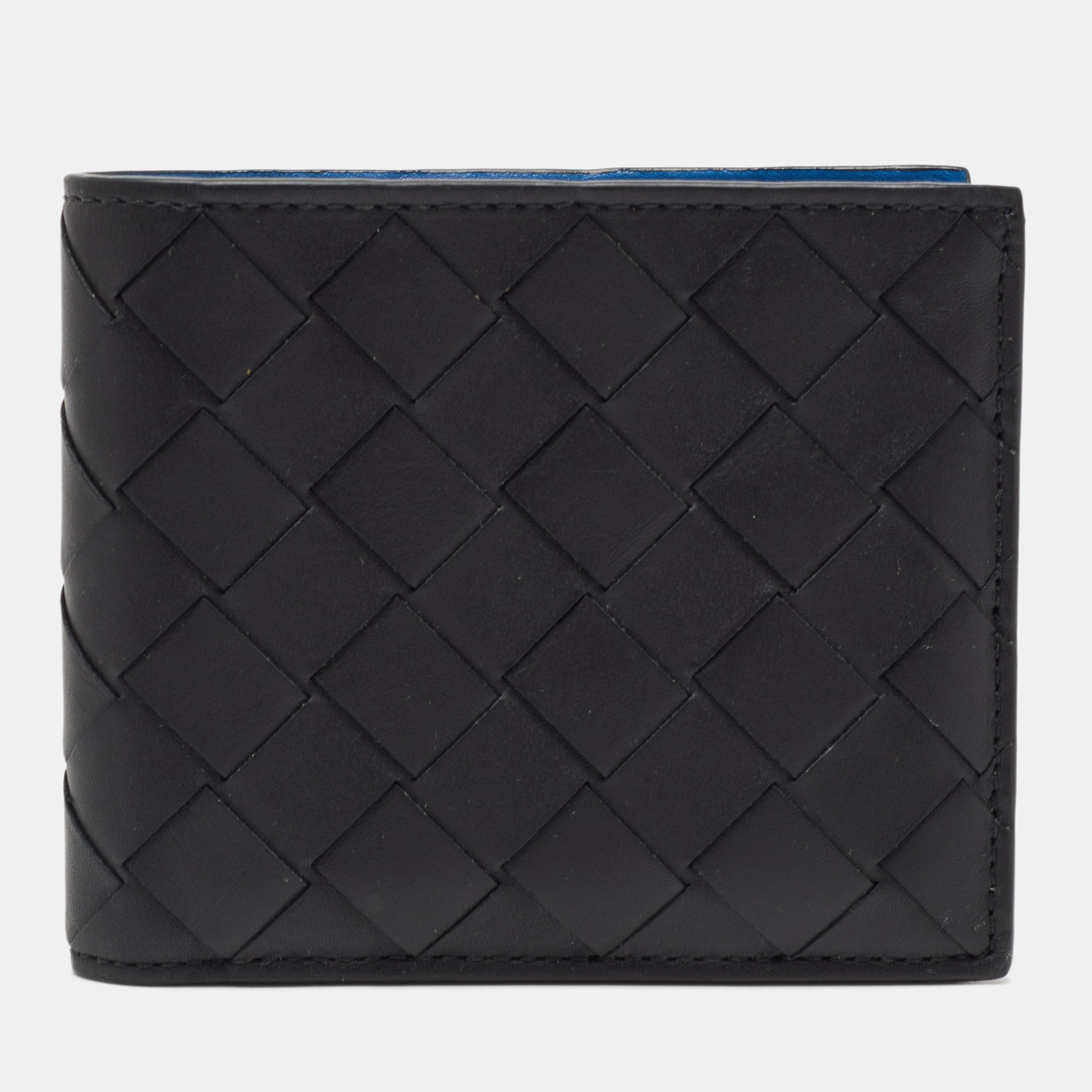 Pre Owned Bottega Veneta Black Intrecciato Leather Bifold Wallet