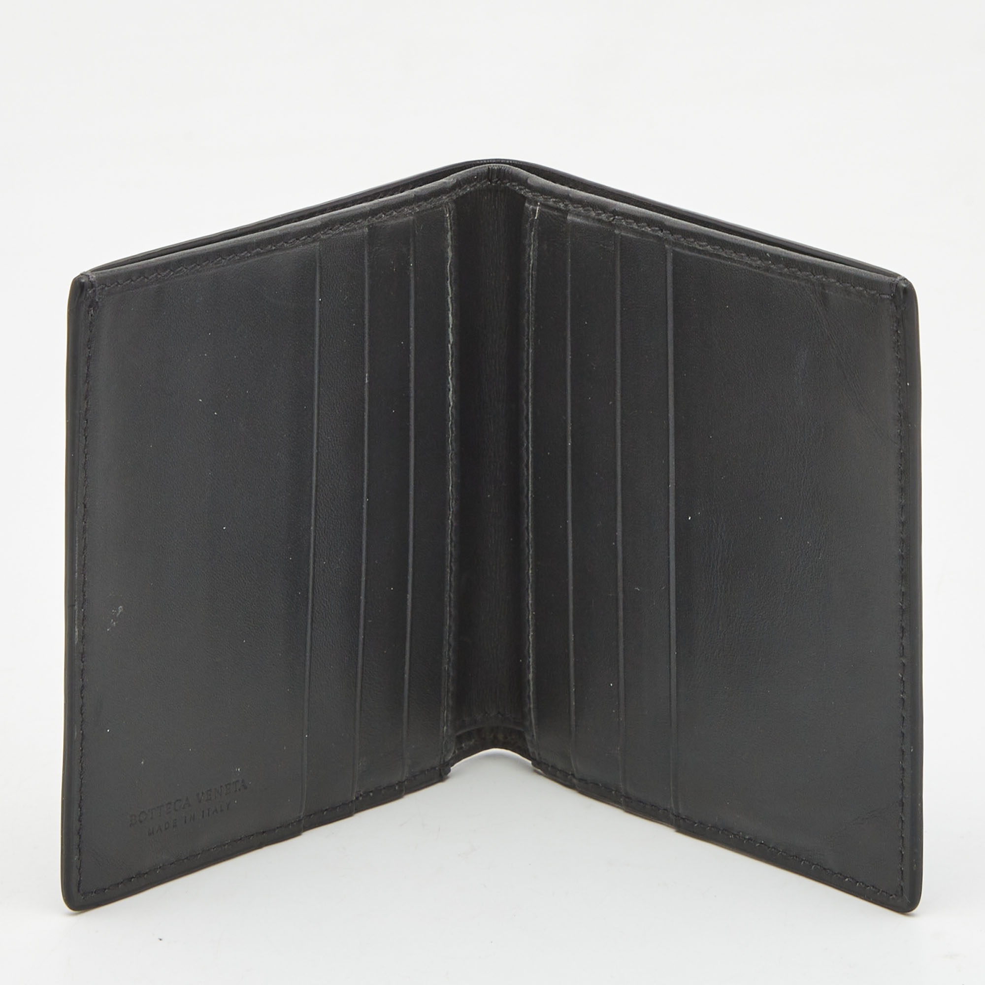 

Bottega Veneta Dark Grey Intrecciato Leather Bifold Compact Wallet