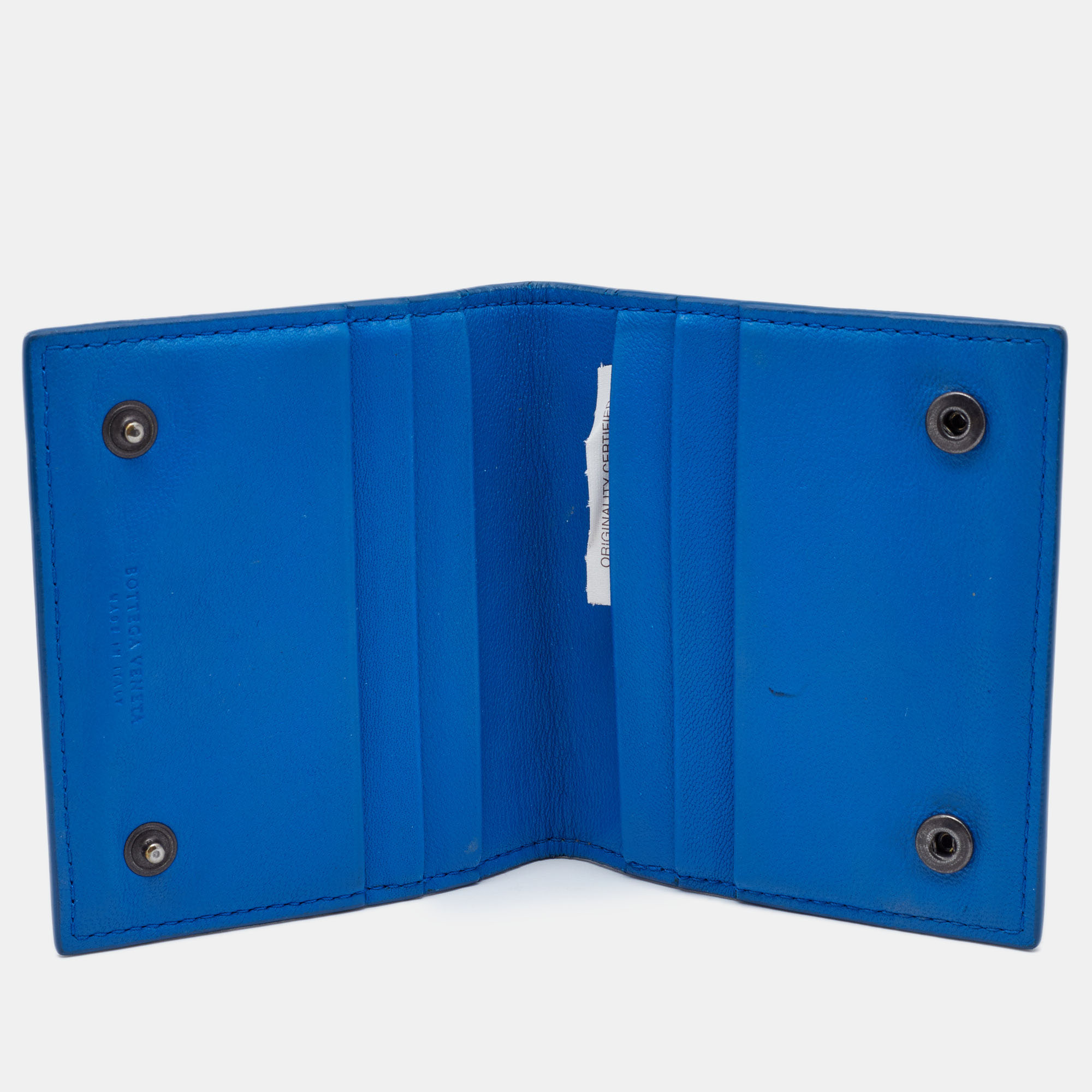 

Bottega Veneta Blue Intrecciato Leather Bifold Card Case