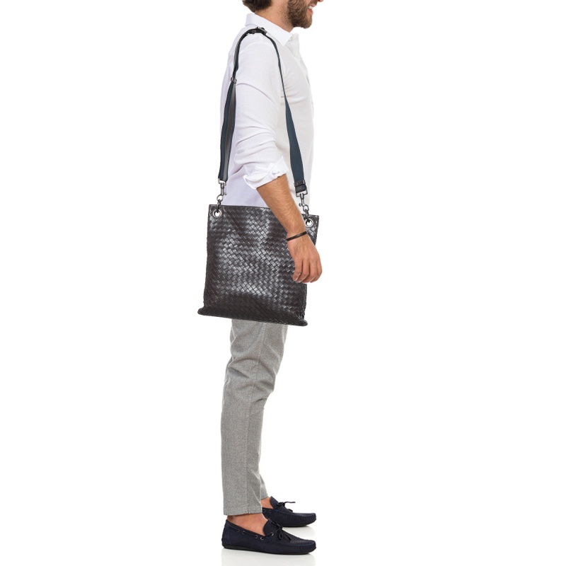 

Bottega Veneta Brown Intrecciato Leather Messenger Bag