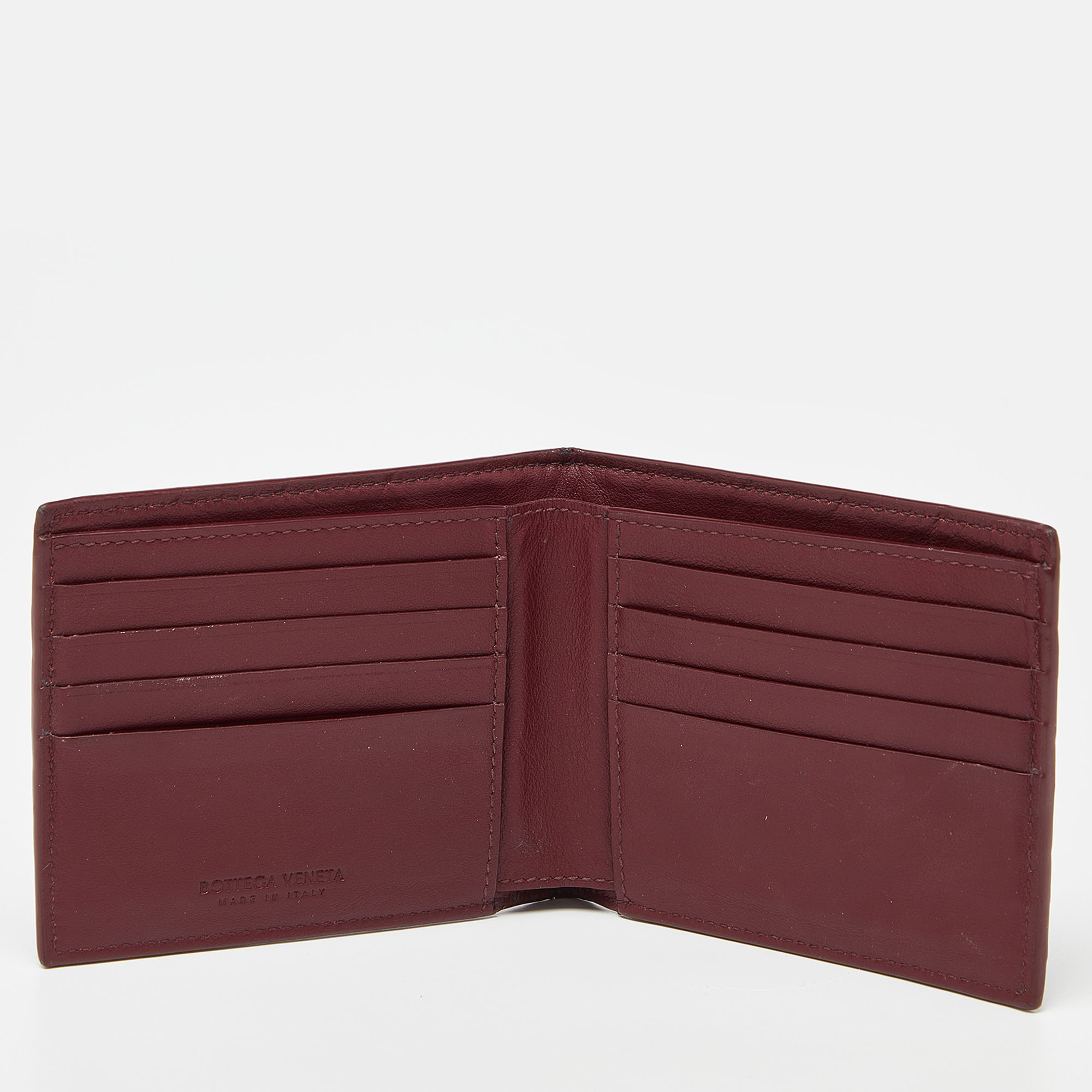

Bottega Veneta Burgundy Intrecciato Leather Bifold Wallet