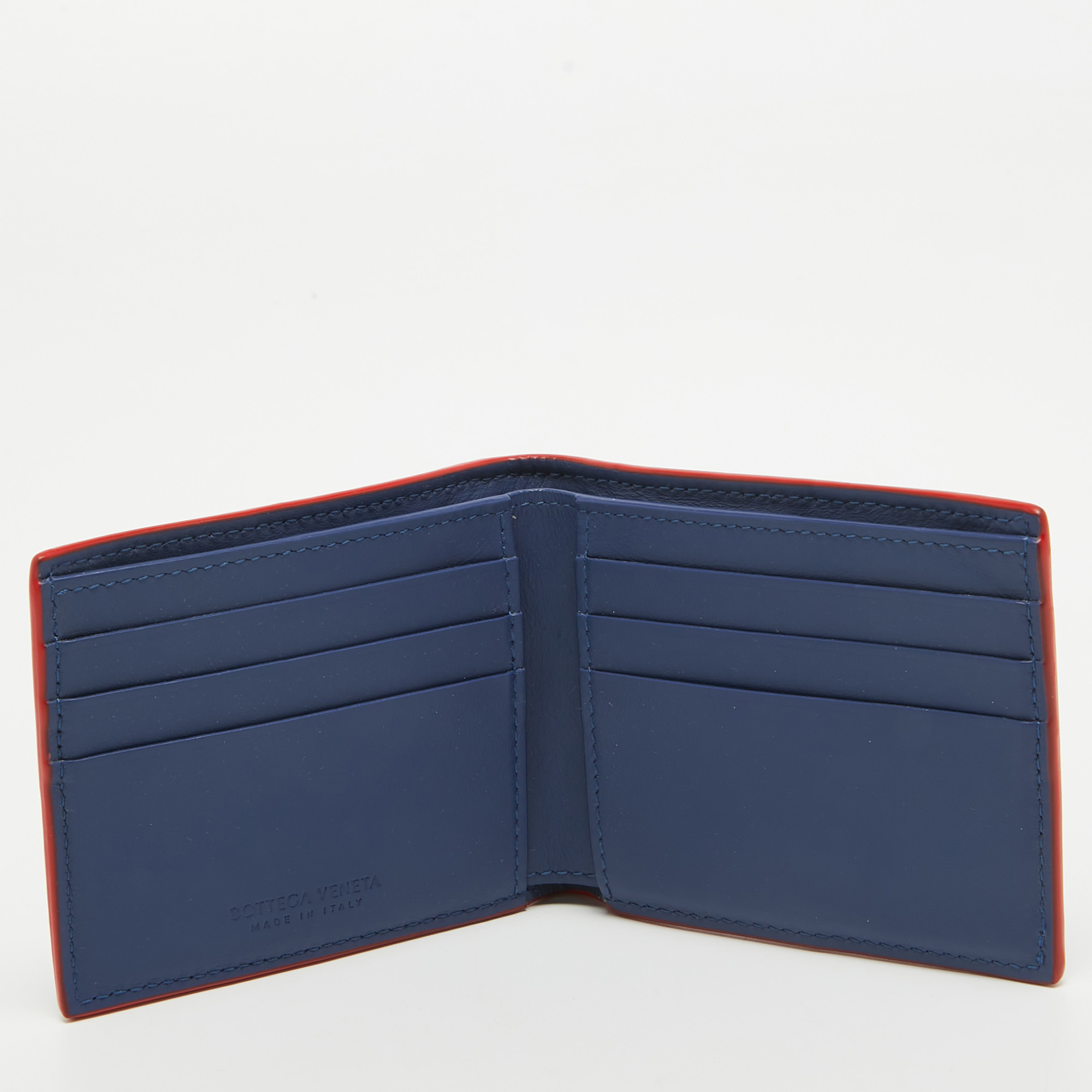

Bottega Veneta Blue Intrecciato Leather Cassette Bifold Wallet