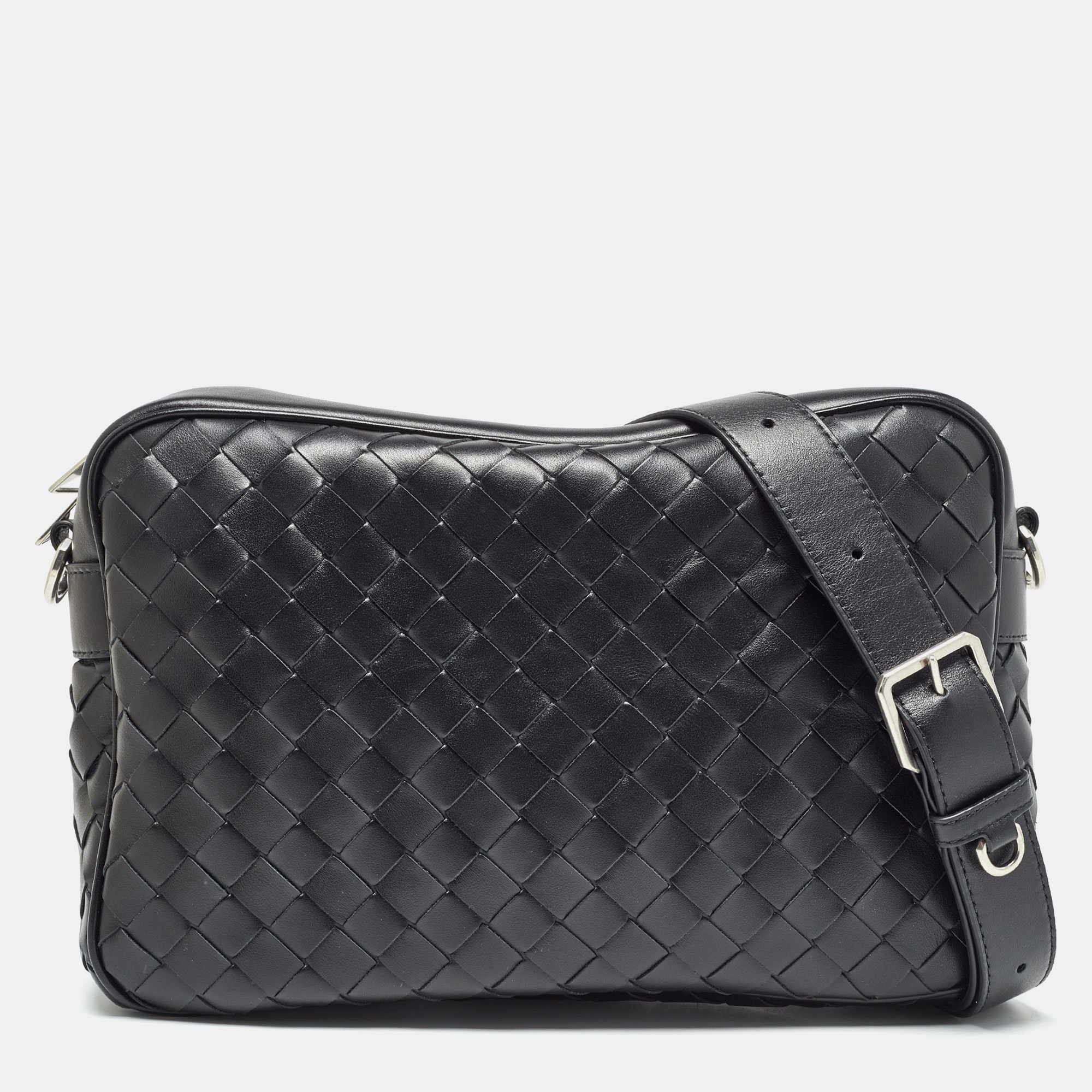 

Bottega Veneta Black Intrecciato Leather Arco Camera Crossbody Bag