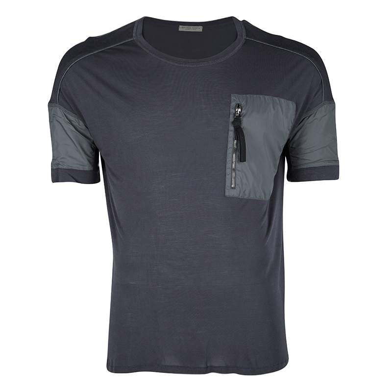 Bottega Veneta Grey Jersey Zip Detail T-Shirt L