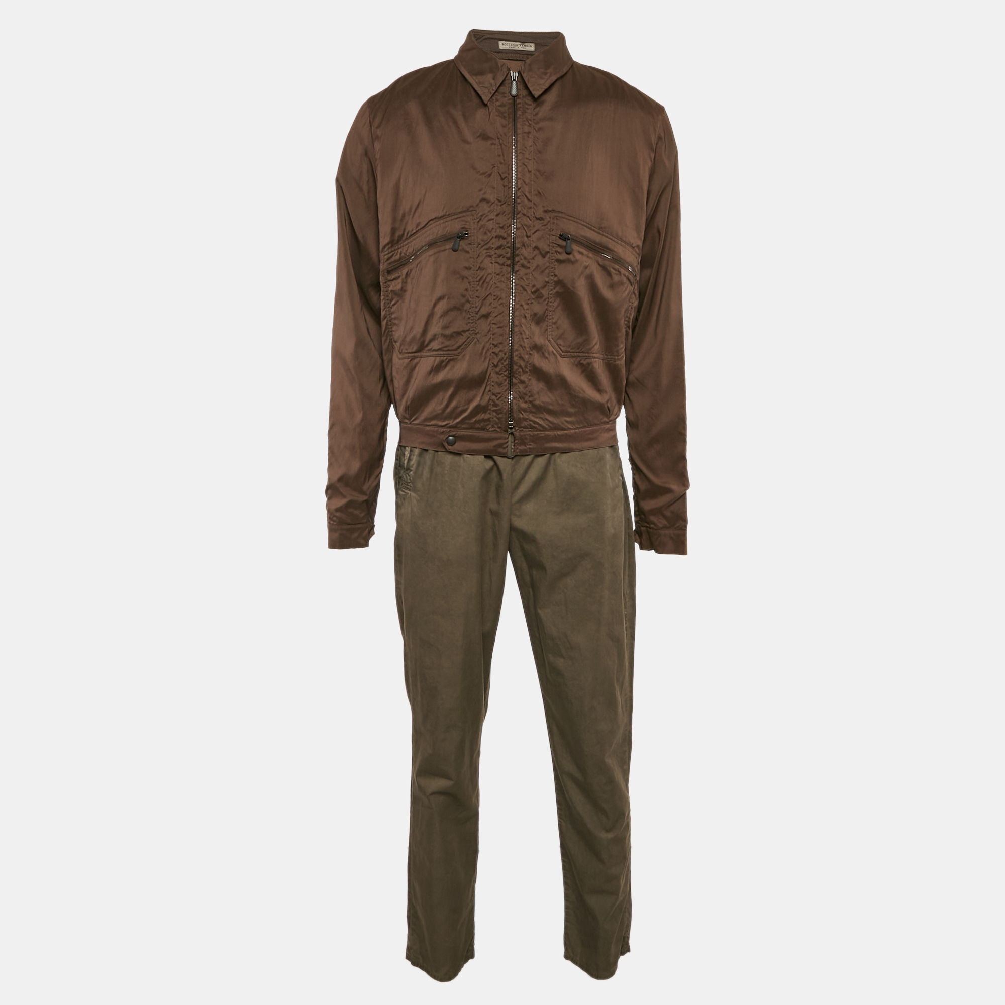 

Bottega Veneta Brown Silk/Cotton Jacket and Pants Set L