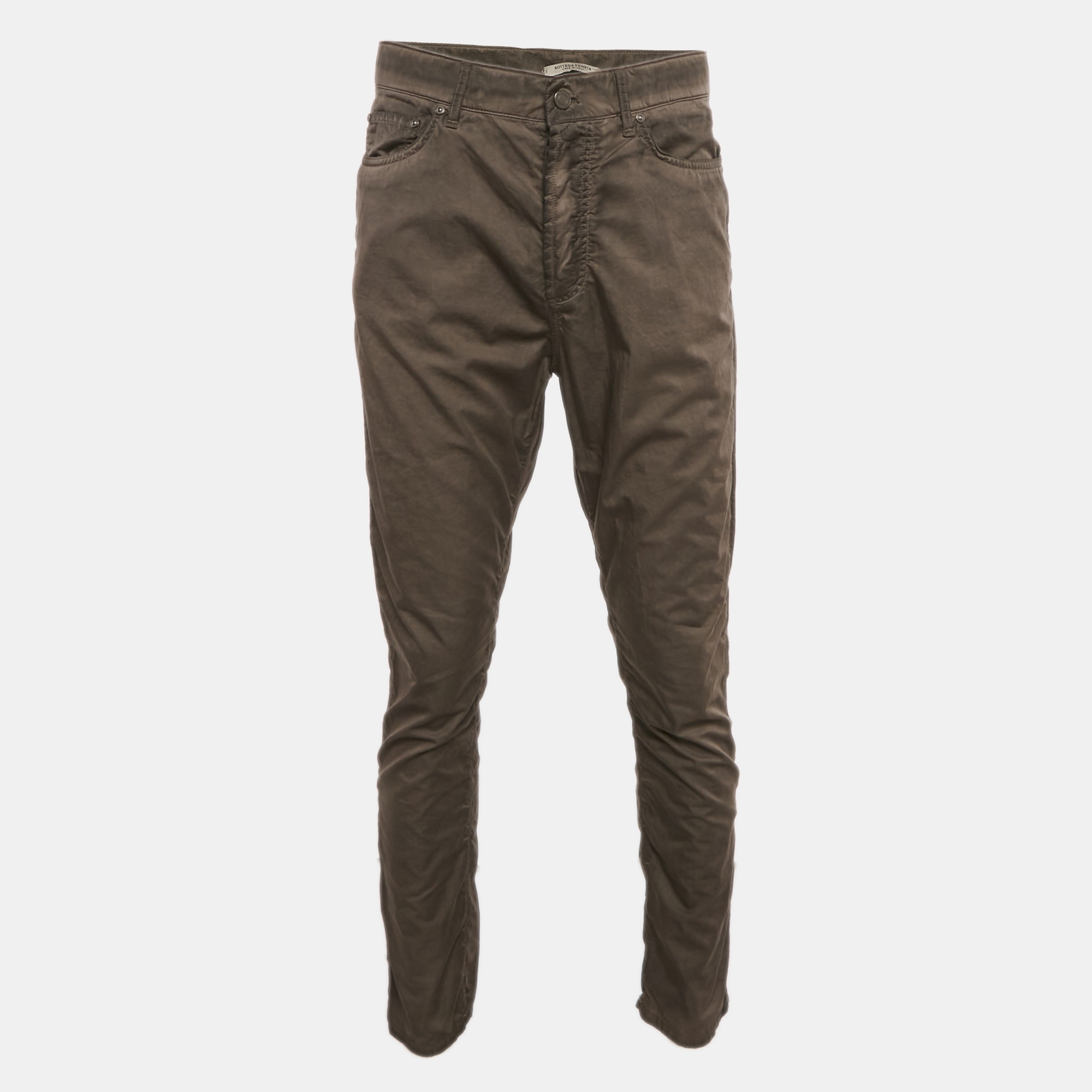 

Bottega Veneta Khaki Green Cotton Blend Cruise Pants M