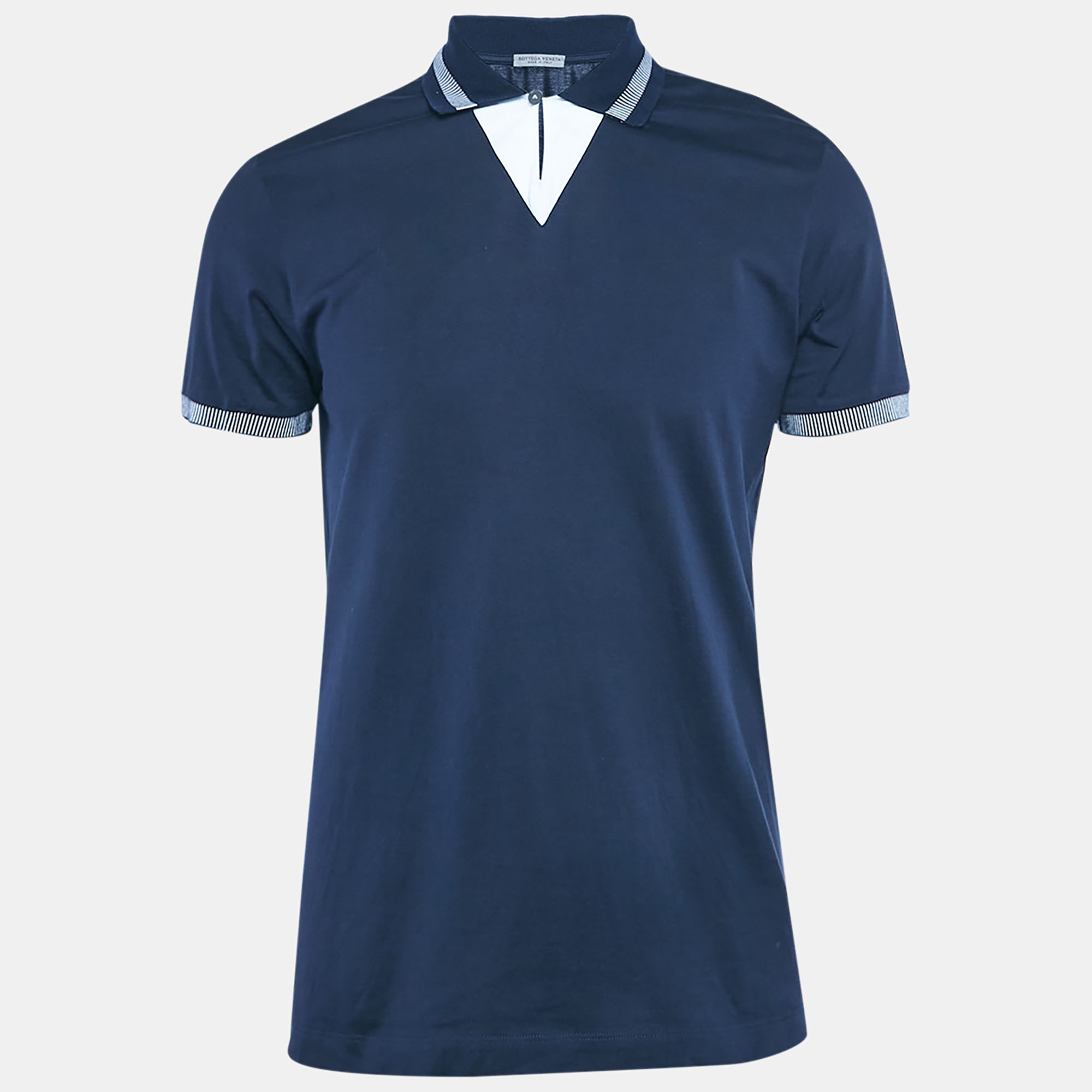 

Bottega Veneta Navy Blue Jersey Collared T-Shirt M