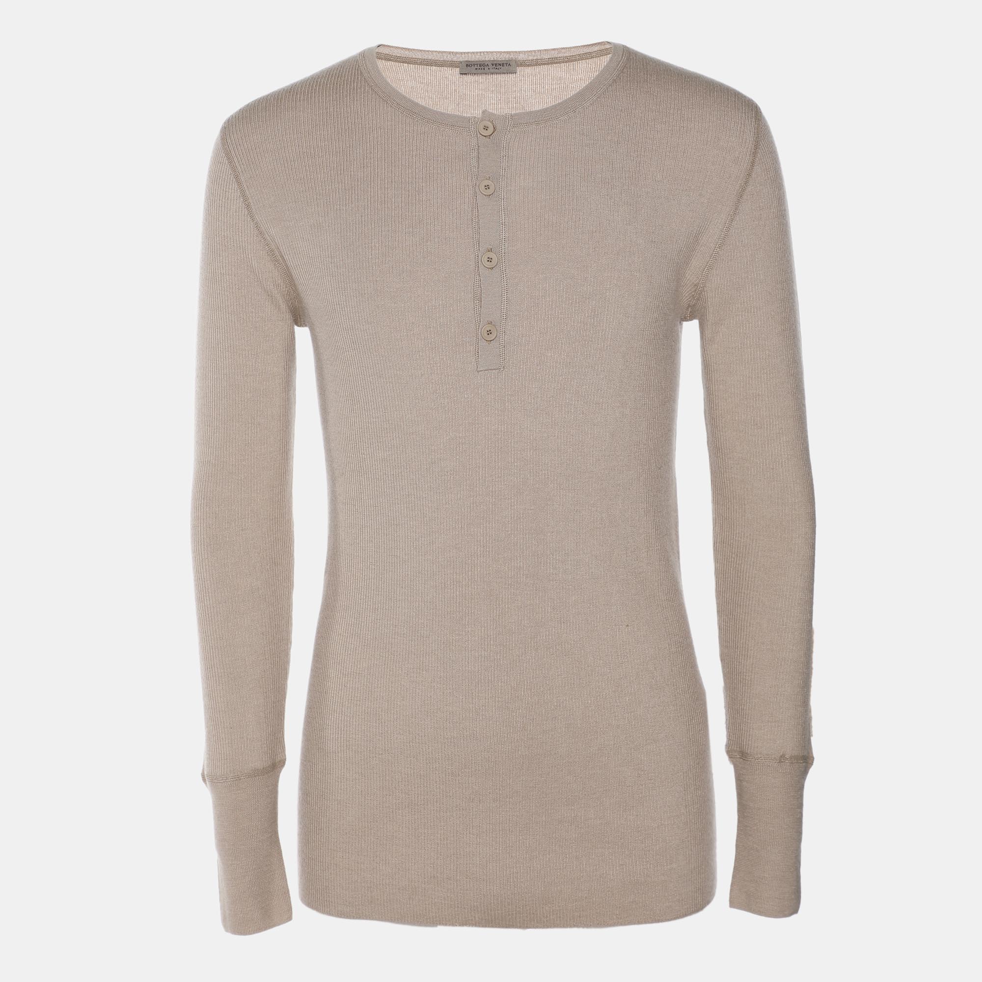 

Tom Ford Grey Cashmere Knit Full Sleeve Henley T-Shirt L