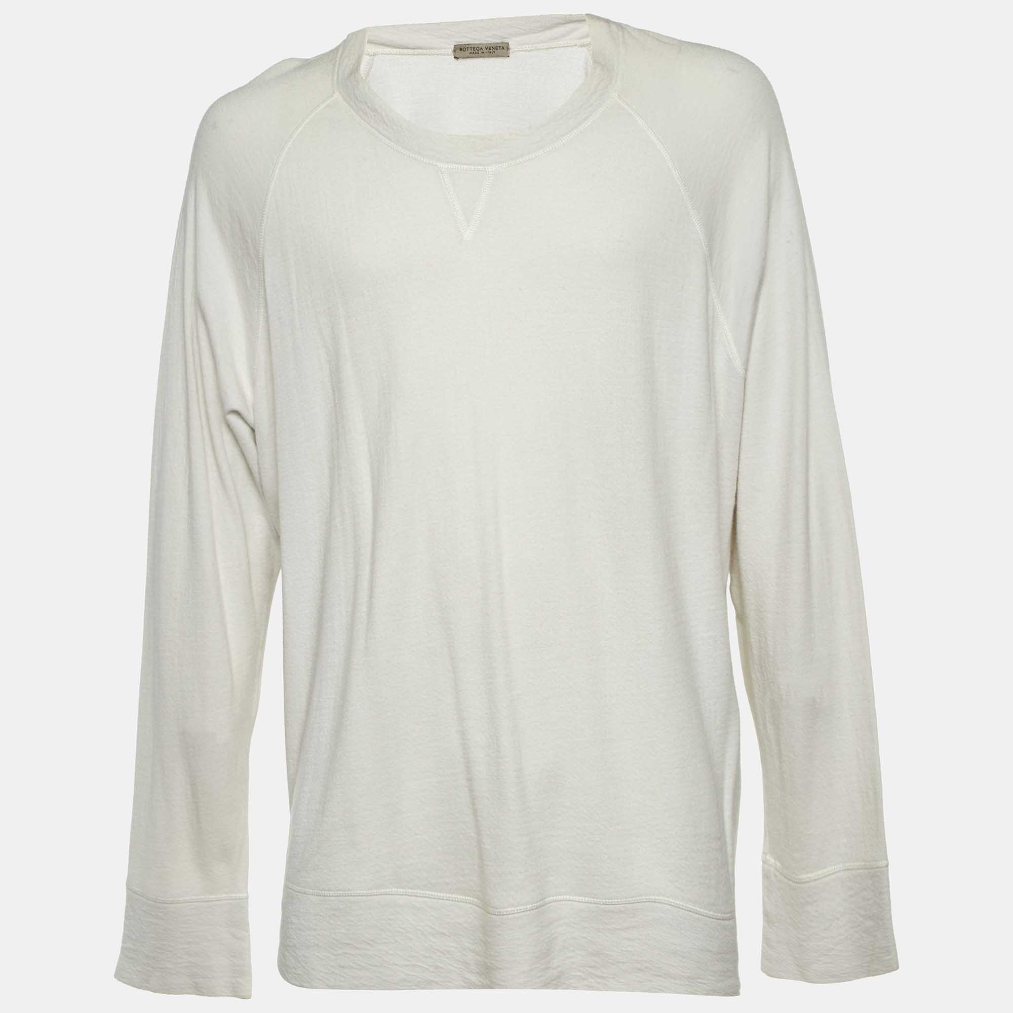 

Bottega Veneta White Cotton Knit Long Sleeve T-Shirt 4XL