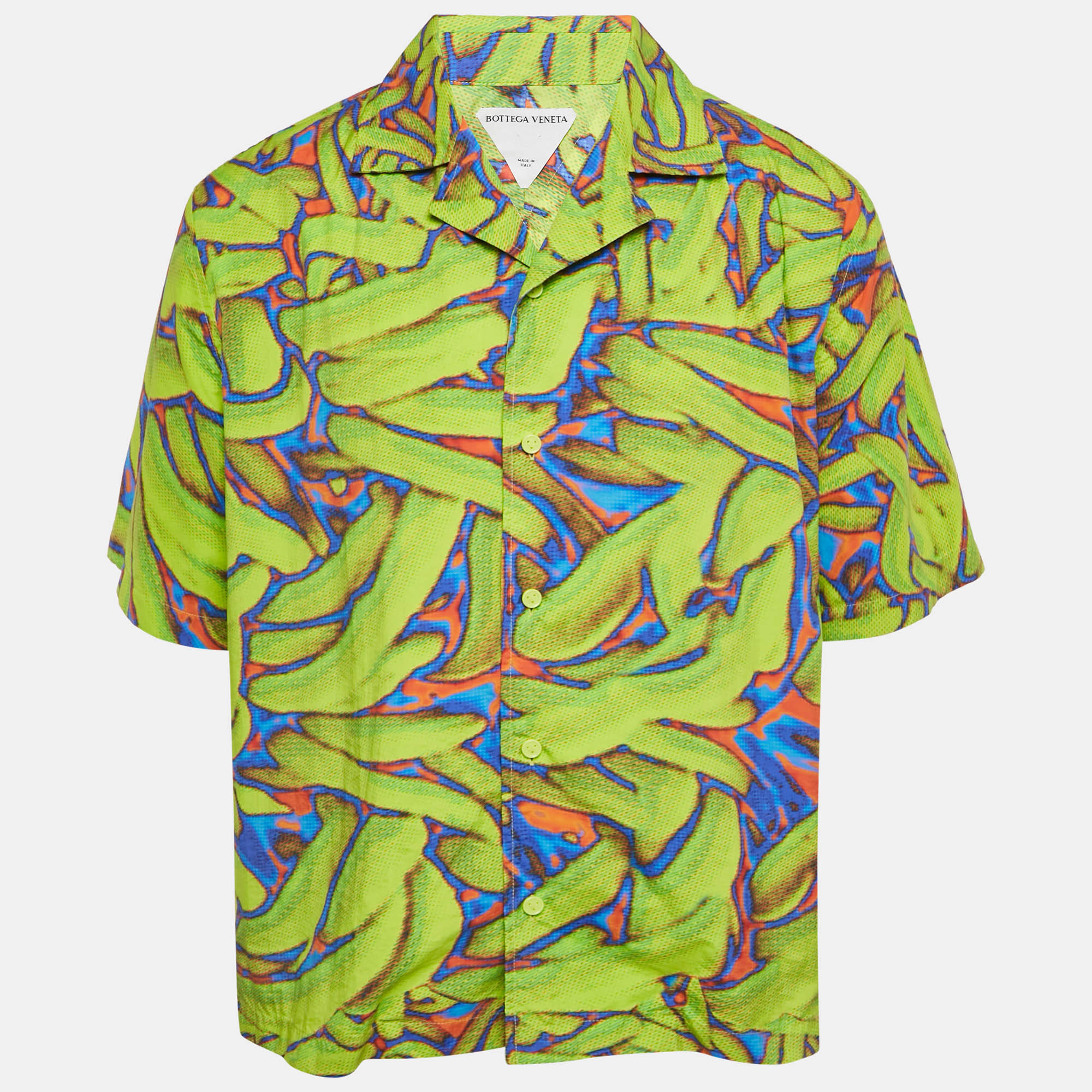 

Bottega Veneta Neon Green Printed Synthetic Short Sleeve Shirt L