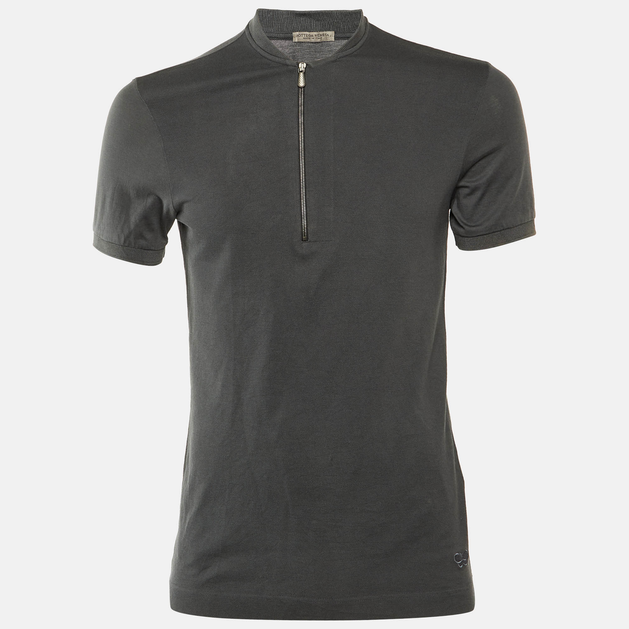 

Bottega Veneta Grey Cotton Mandarin Collar T-Shirt S