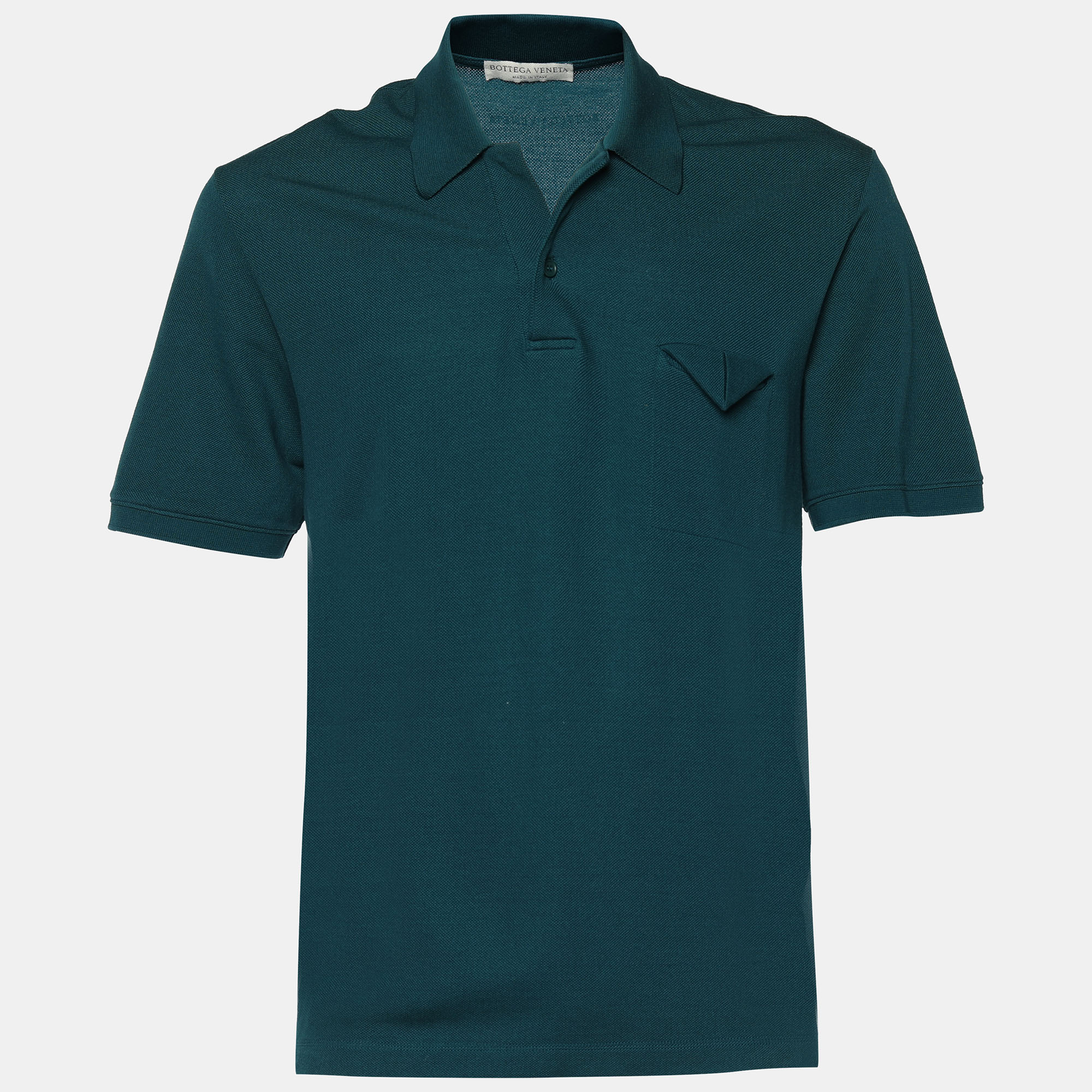 Pre-owned Bottega Veneta Teal Green Cotton Pique Short Sleeve Polo T-shirt Xl