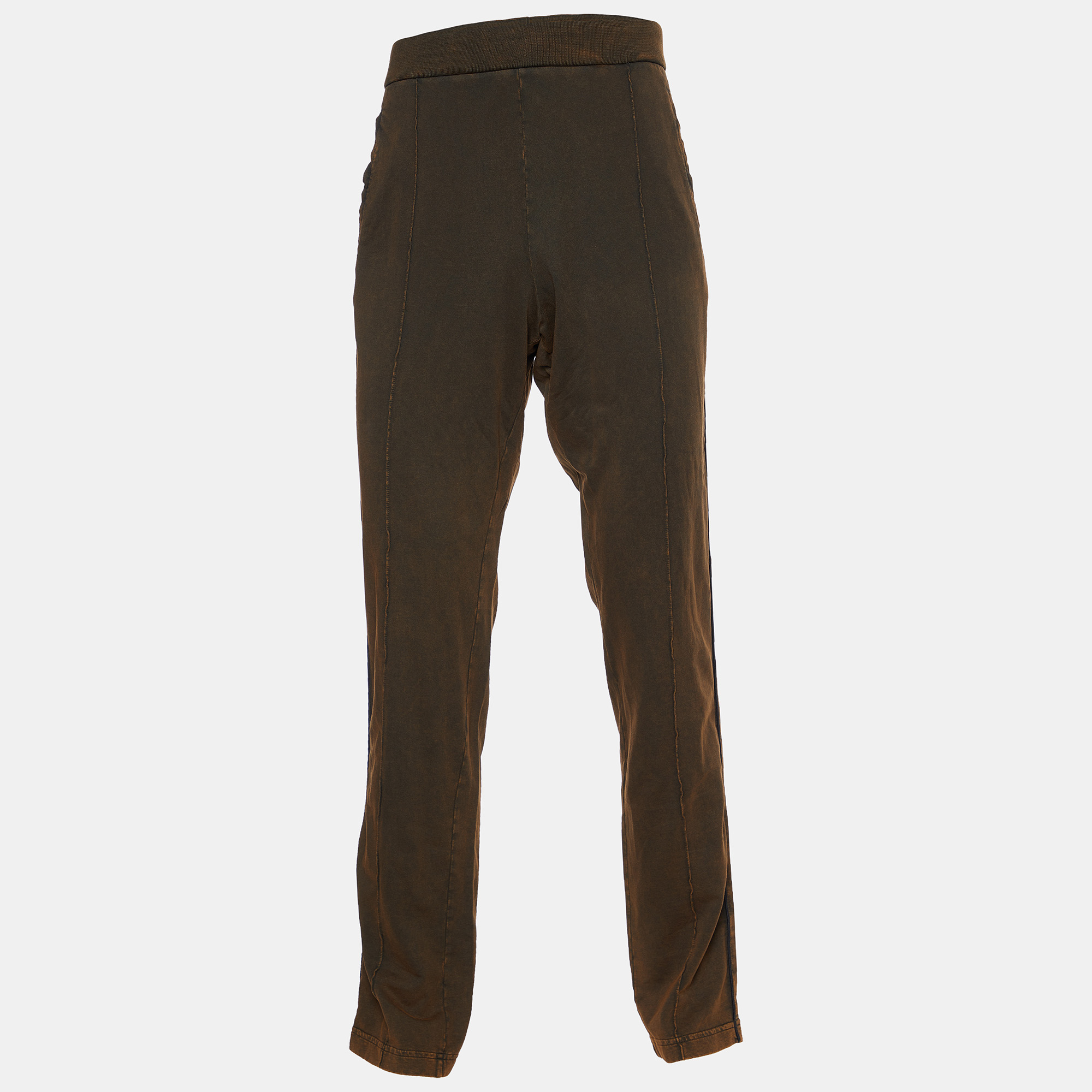 Pre-owned Bottega Veneta Brown Faded Cotton Knit Track Pants Xxl