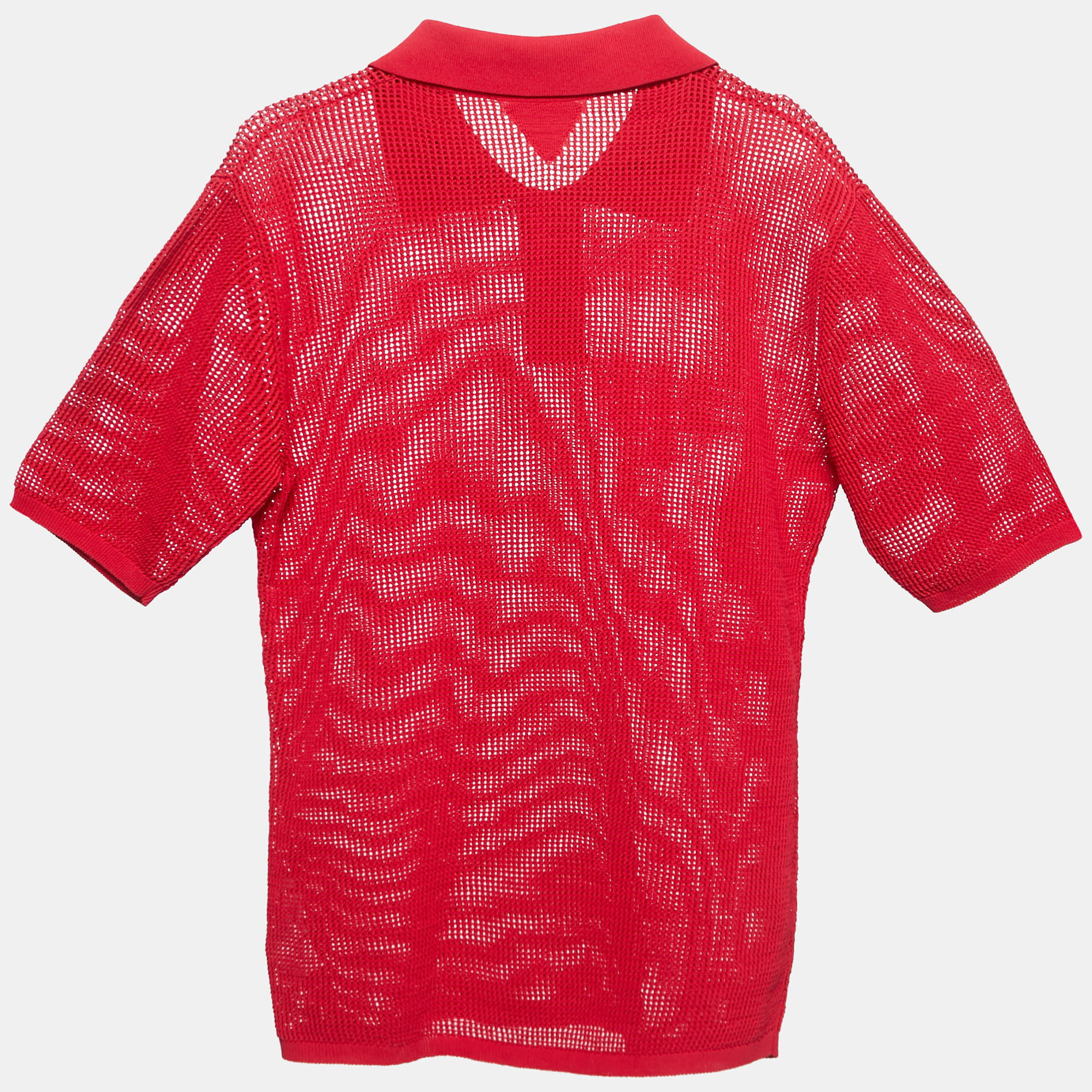 

Bottega Veneta Red Mesh Polo T-Shirt