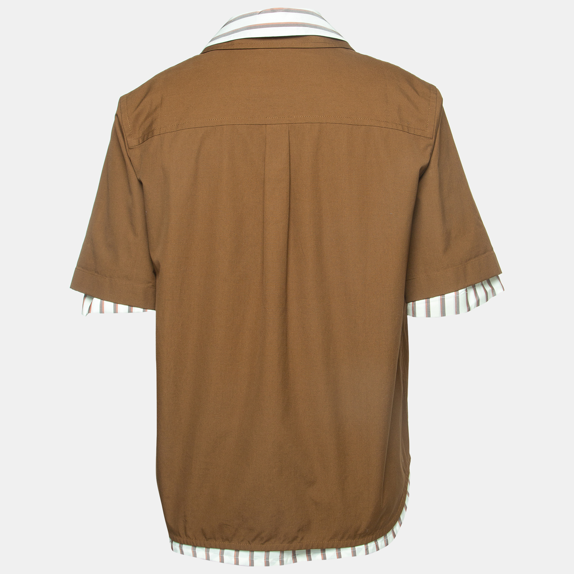 

Bottega Veneta Brown Cotton Button Front Layered Shirt