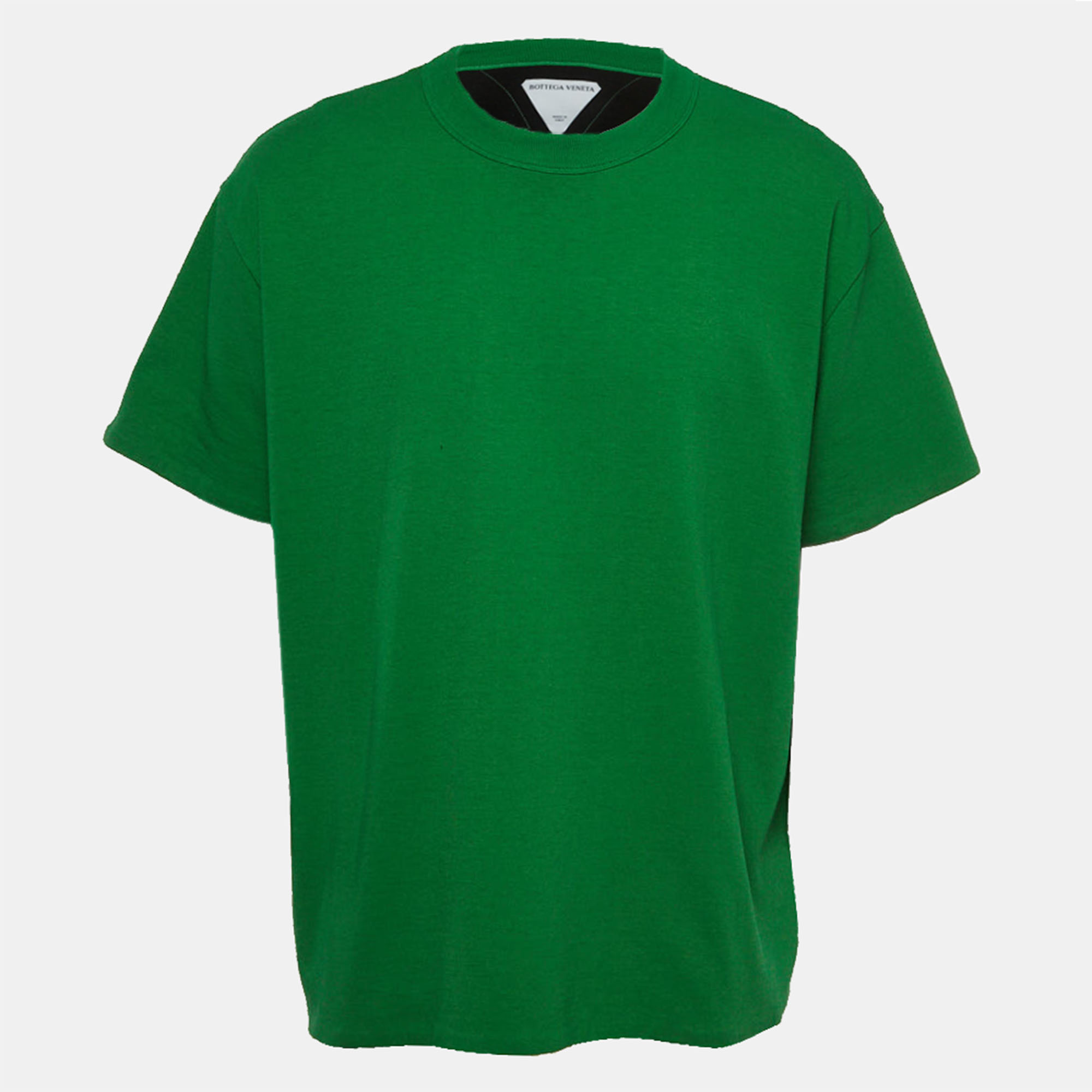 Pre-owned Bottega Veneta Green Cotton Double Layered Round Neck T-shirt M