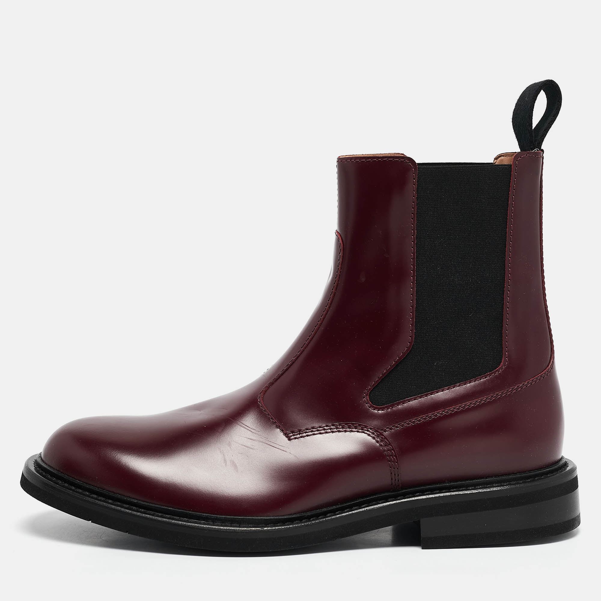 

Bottega Veneta Burgundy Leather Platform Chelsea Boots Size