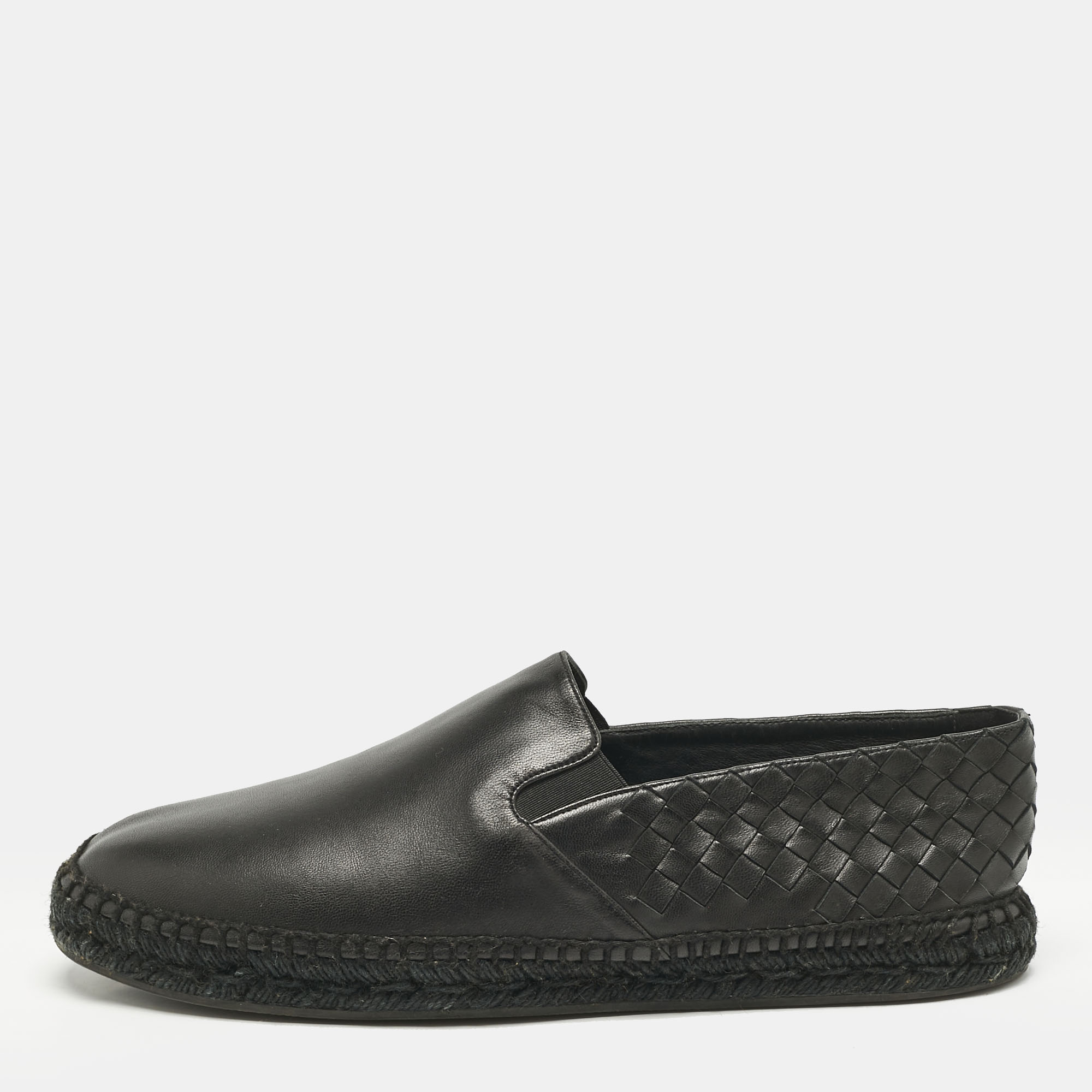 

Bottega Veneta Black Intrecciato Leather Slip On Loafers Size