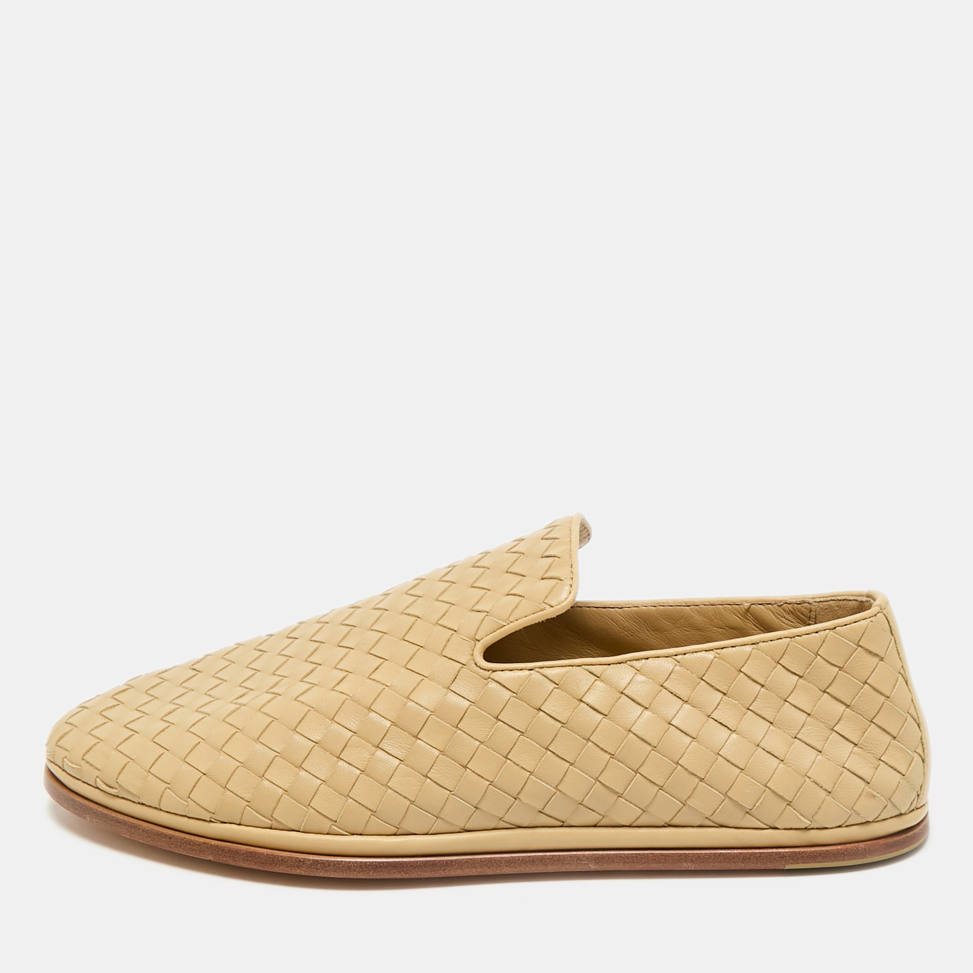 

Bottega Veneta Beige Intrecciato Leather Smoking Slippers Size