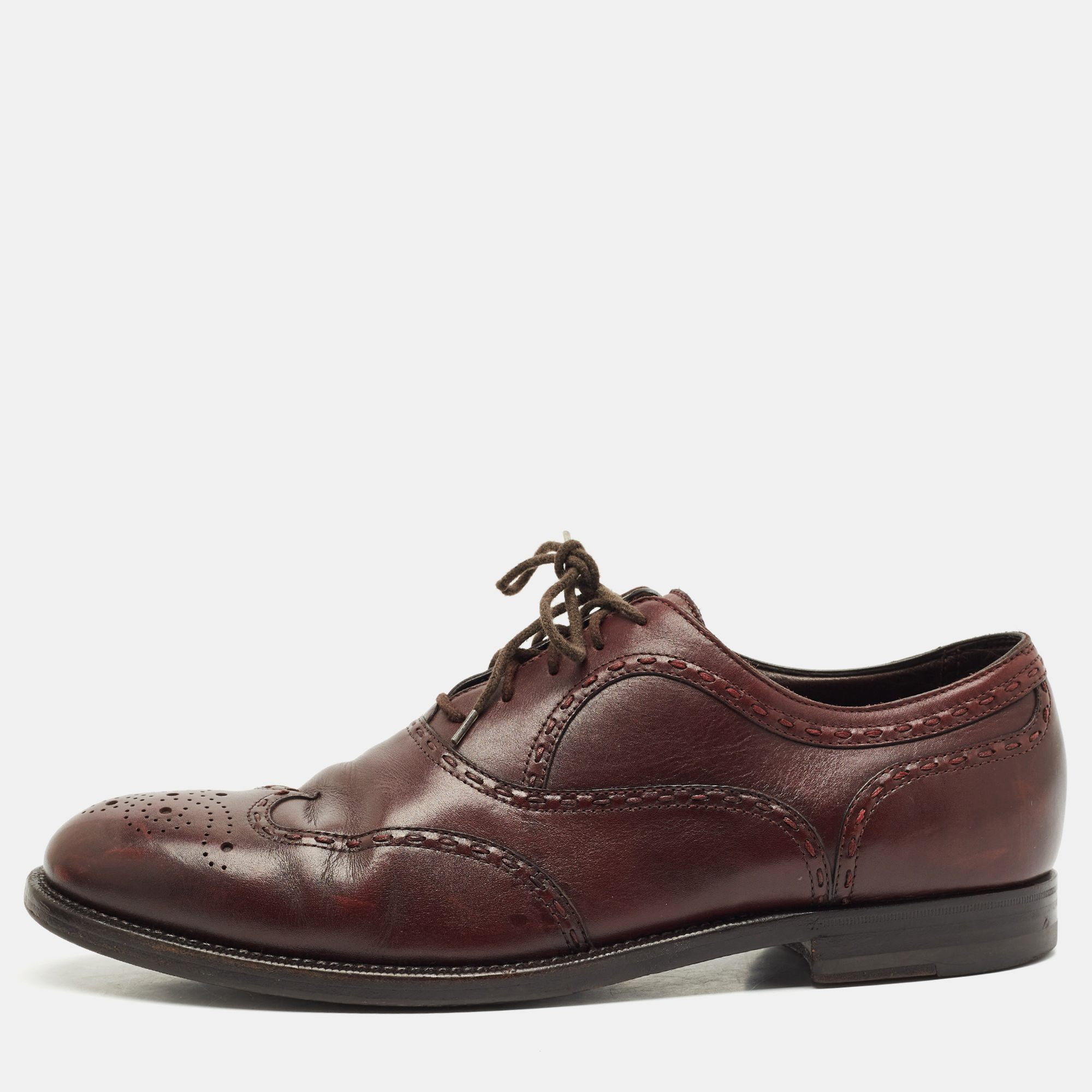 

Bottega Veneta Burgundy Brogue Leather Lace Up Oxfords Size