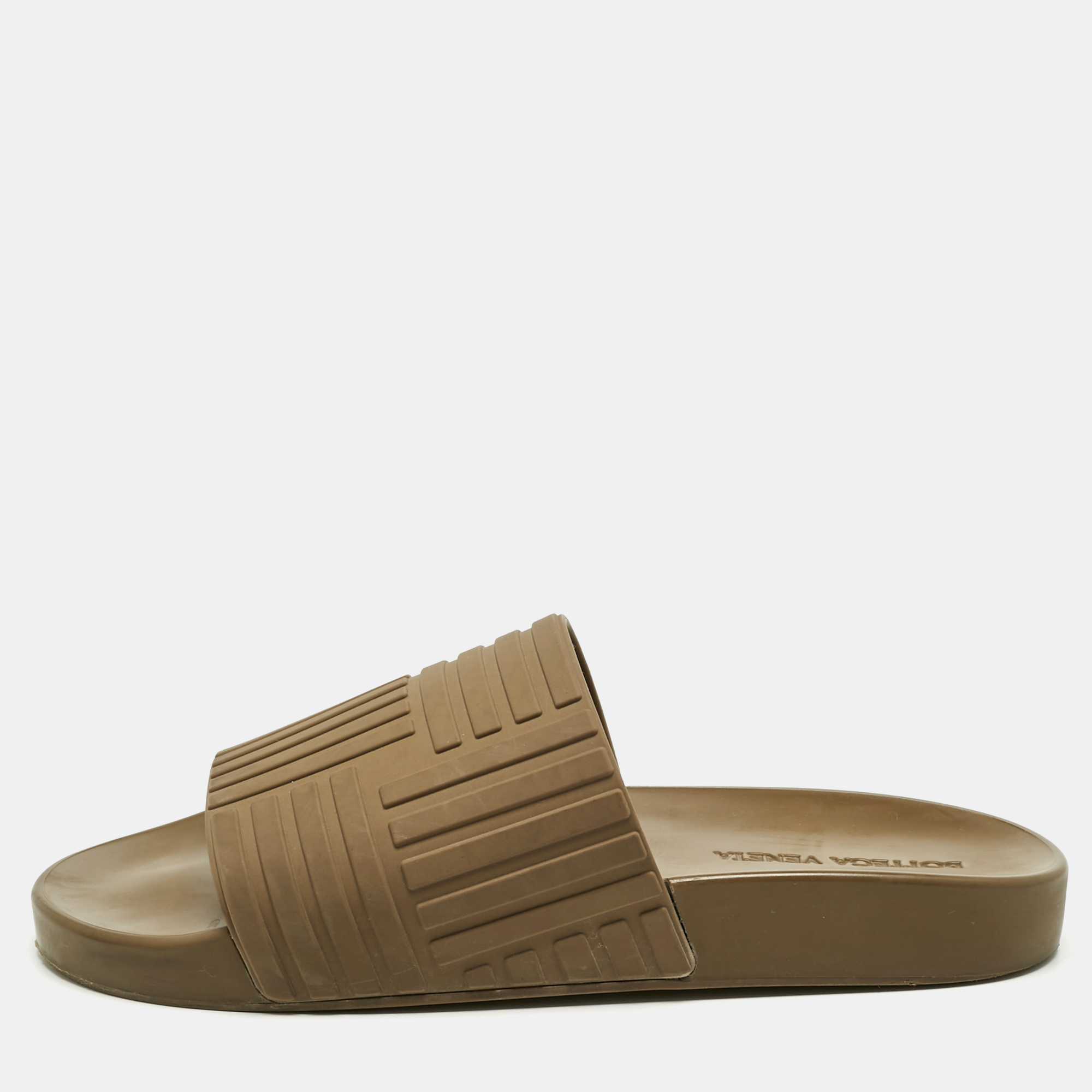 

Bottega Veneta Brown Rubber Slide Sandals Size