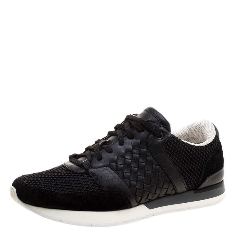 Pre Owned Bottega Veneta Black Leather/Suede and Mesh Sneakers 41