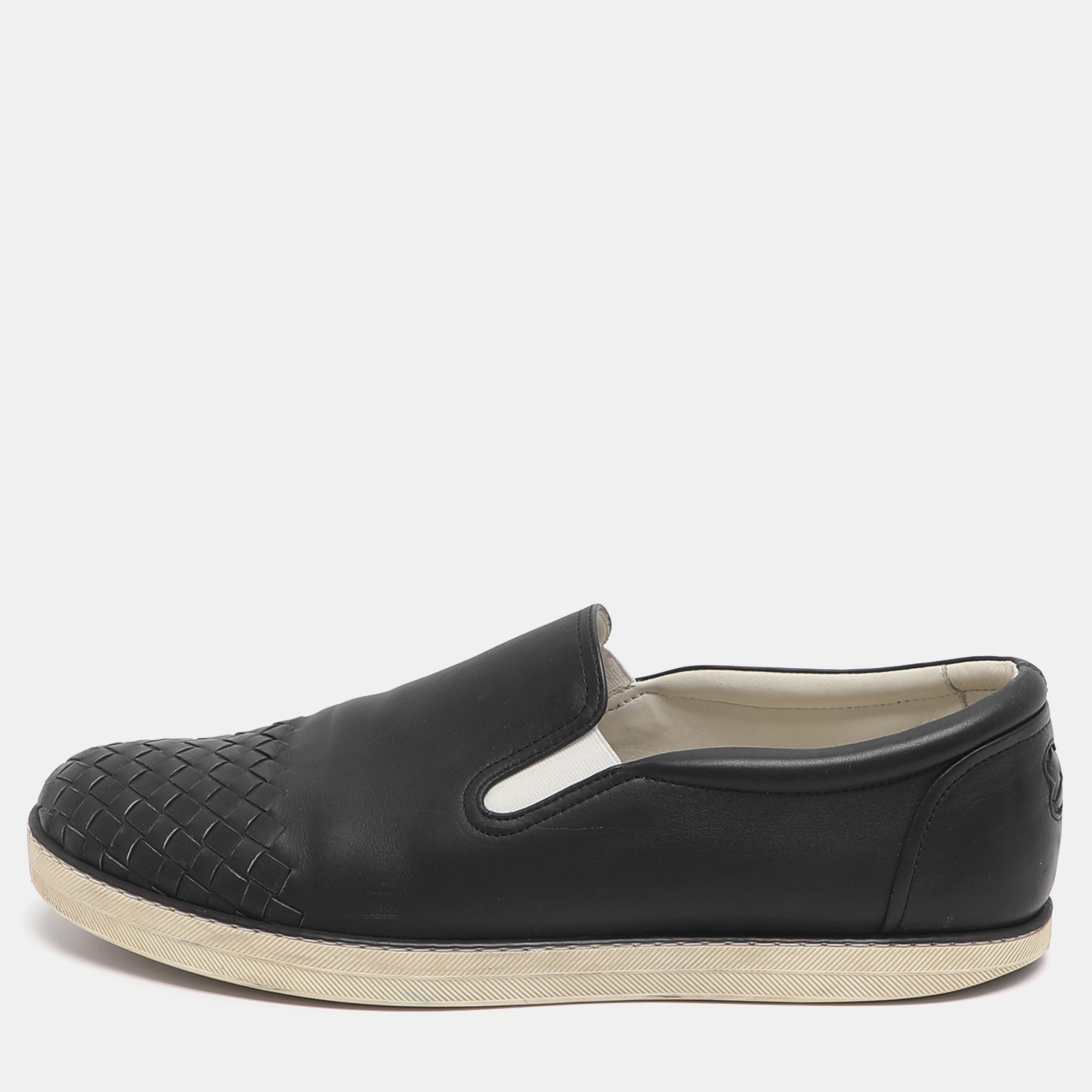 

Bottega Veneta Dodger Size  Black Intrecciato Leather Slip On Sneakers