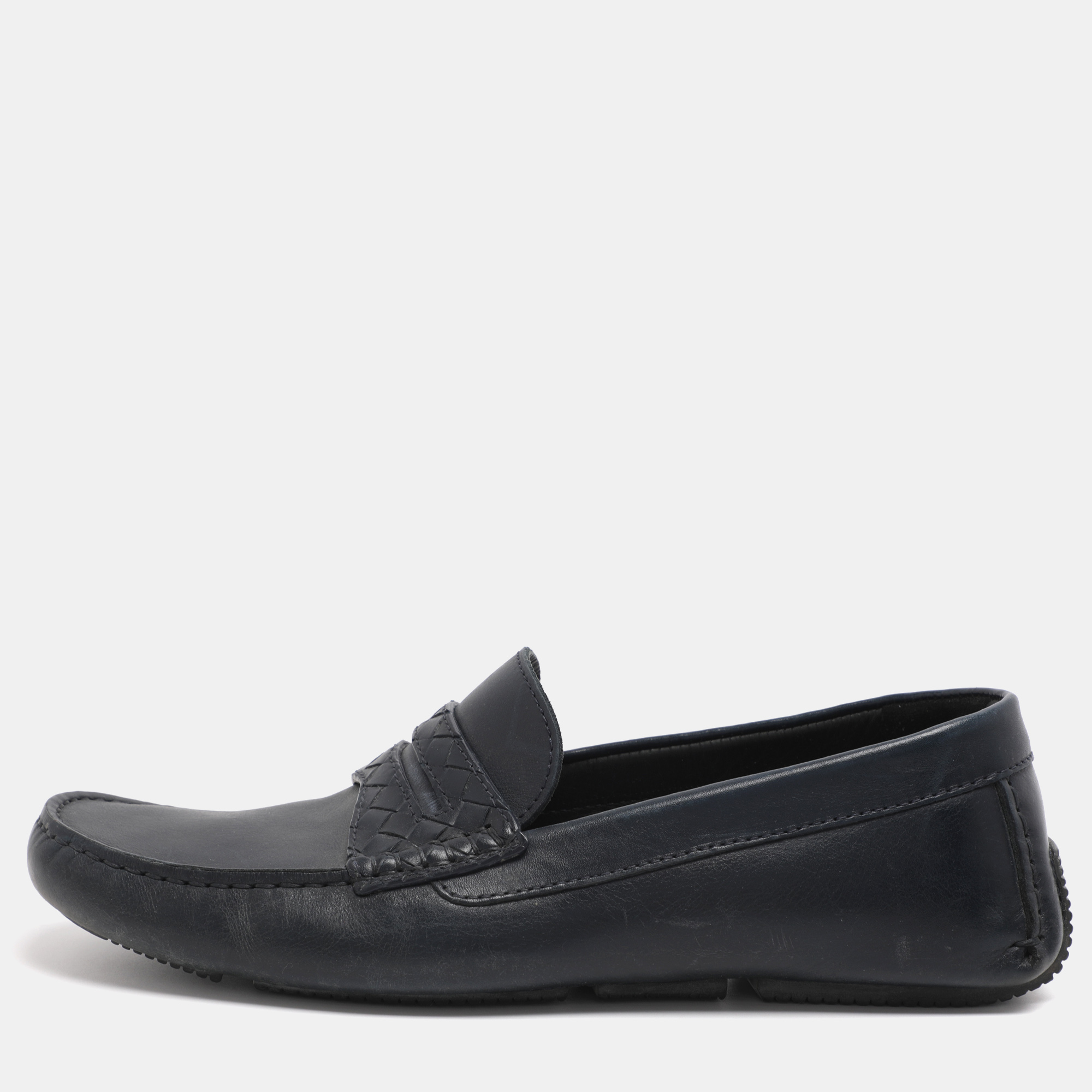 

Bottega Veneta Wave Driver Size 41.5 Navy Blue Leather Penny Loafers