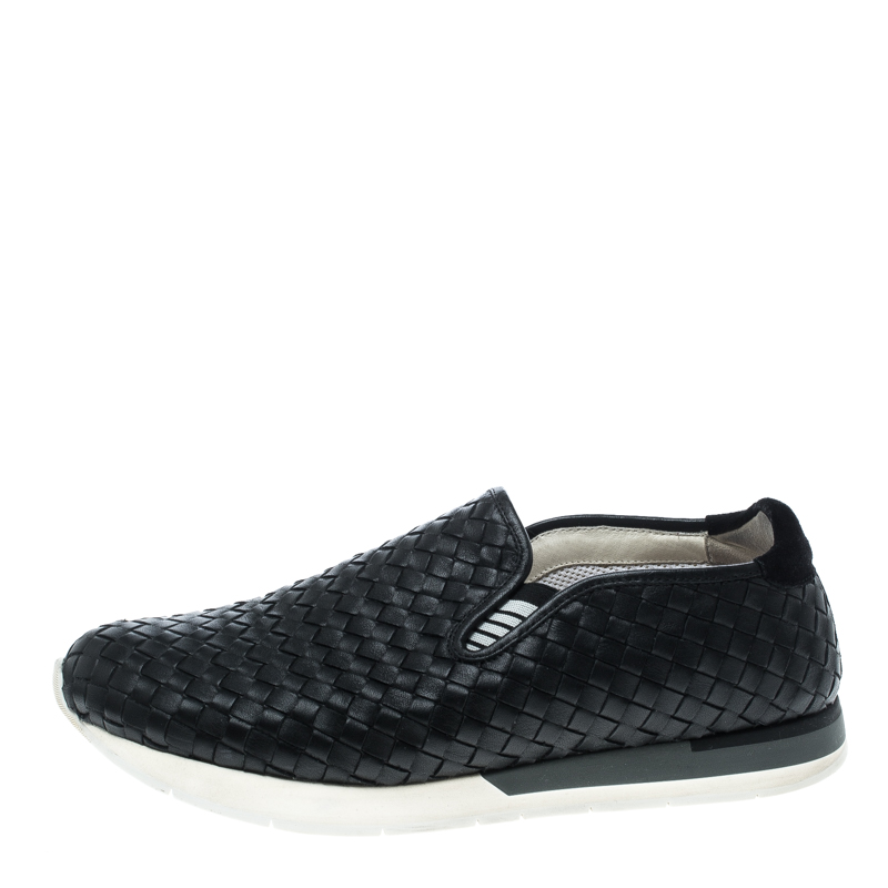 

Bottega Veneta Black Intrecciato Leather Loafers Size
