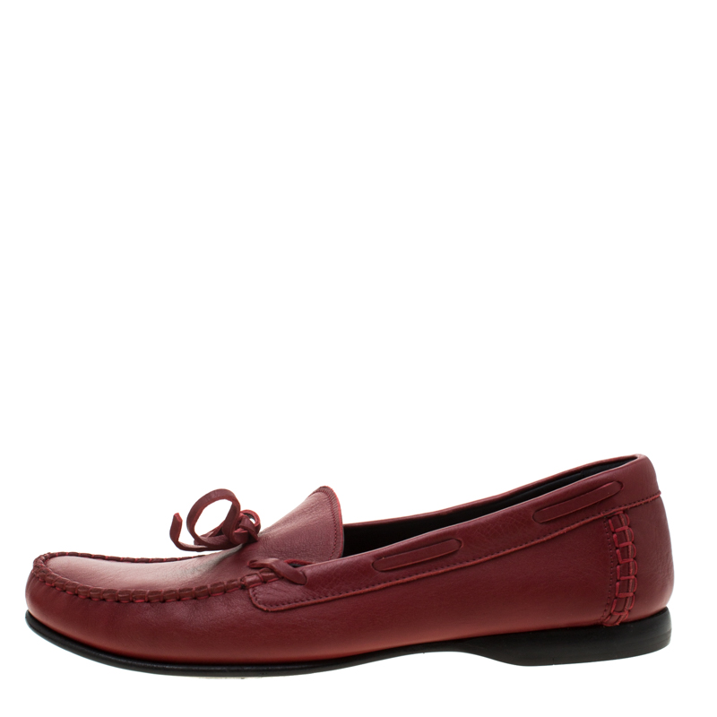 

Bottega Veneta Red Leather Bow Loafers