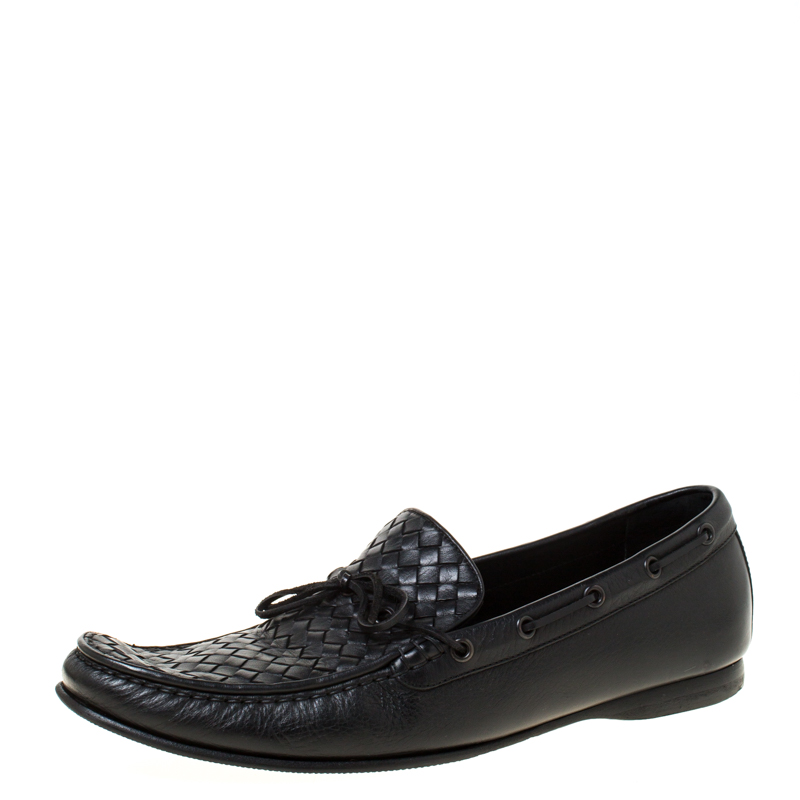 Pre Owned  حذاء لوفرز بوتيغا فينيتا بانيل جلد أنترشياتو أسود مقاس 46