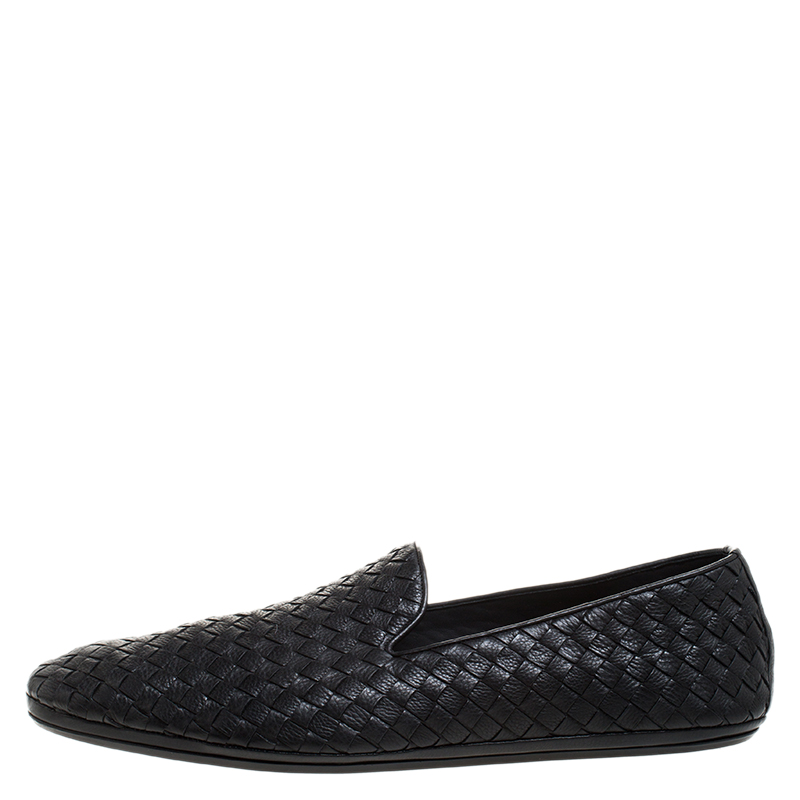 

Bottega Veneta Black Intrecciato Leather Smoking Slippers Size