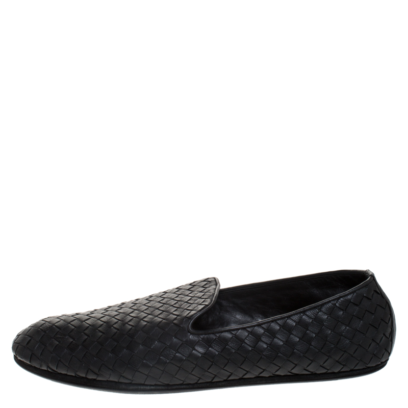 

Bottega Veneta Black Intrecciato Leather Smoking Slippers Size