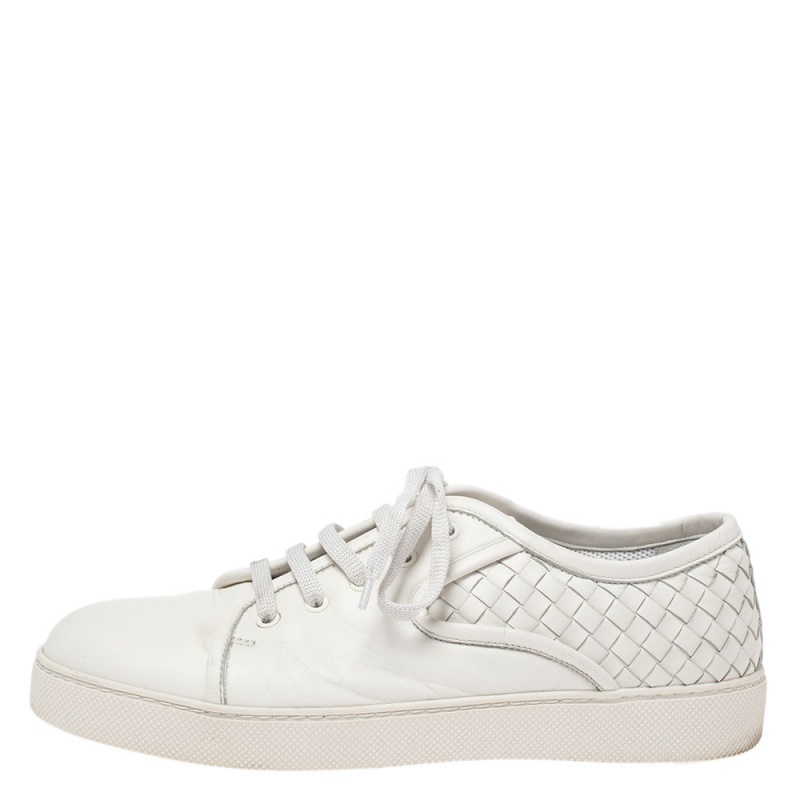 

Bottega Veneta White Intrecciato Leather Low Top Sneakers Size