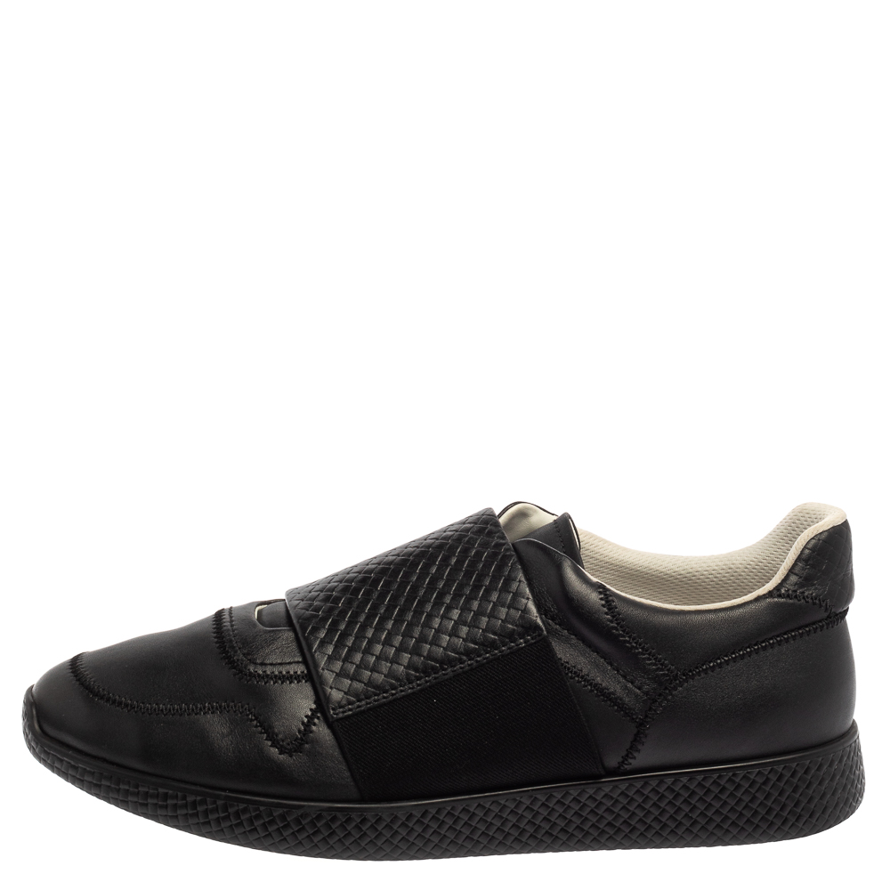 

Bottega Veneta Black Intreciatto Leather Low Top Sneakers Size