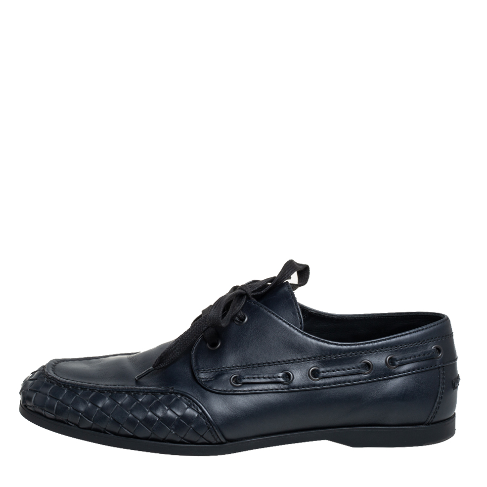 

Bottega Veneta Black Intrecciato Leather Derby Size